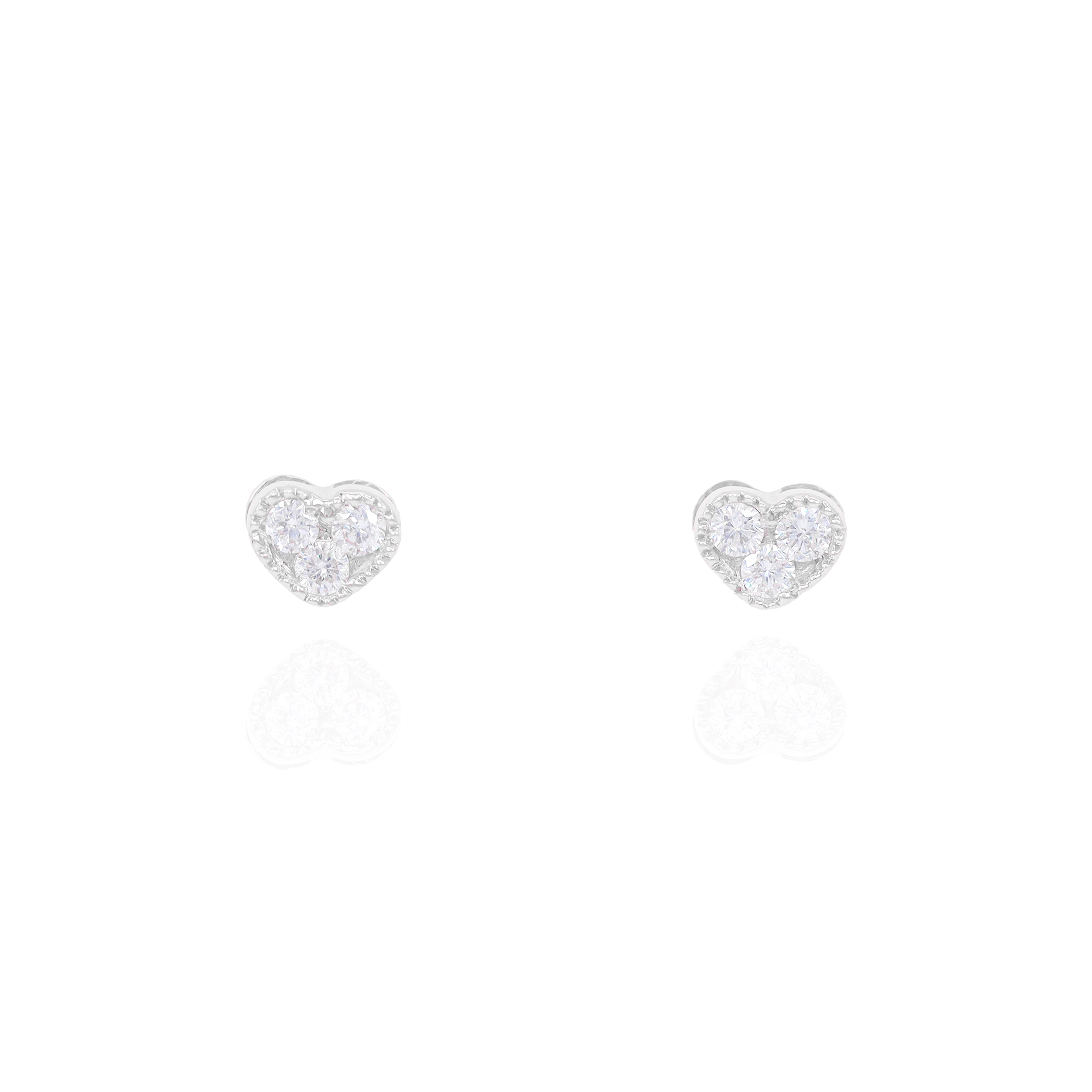Small Bezel Diamond Heart Earrings