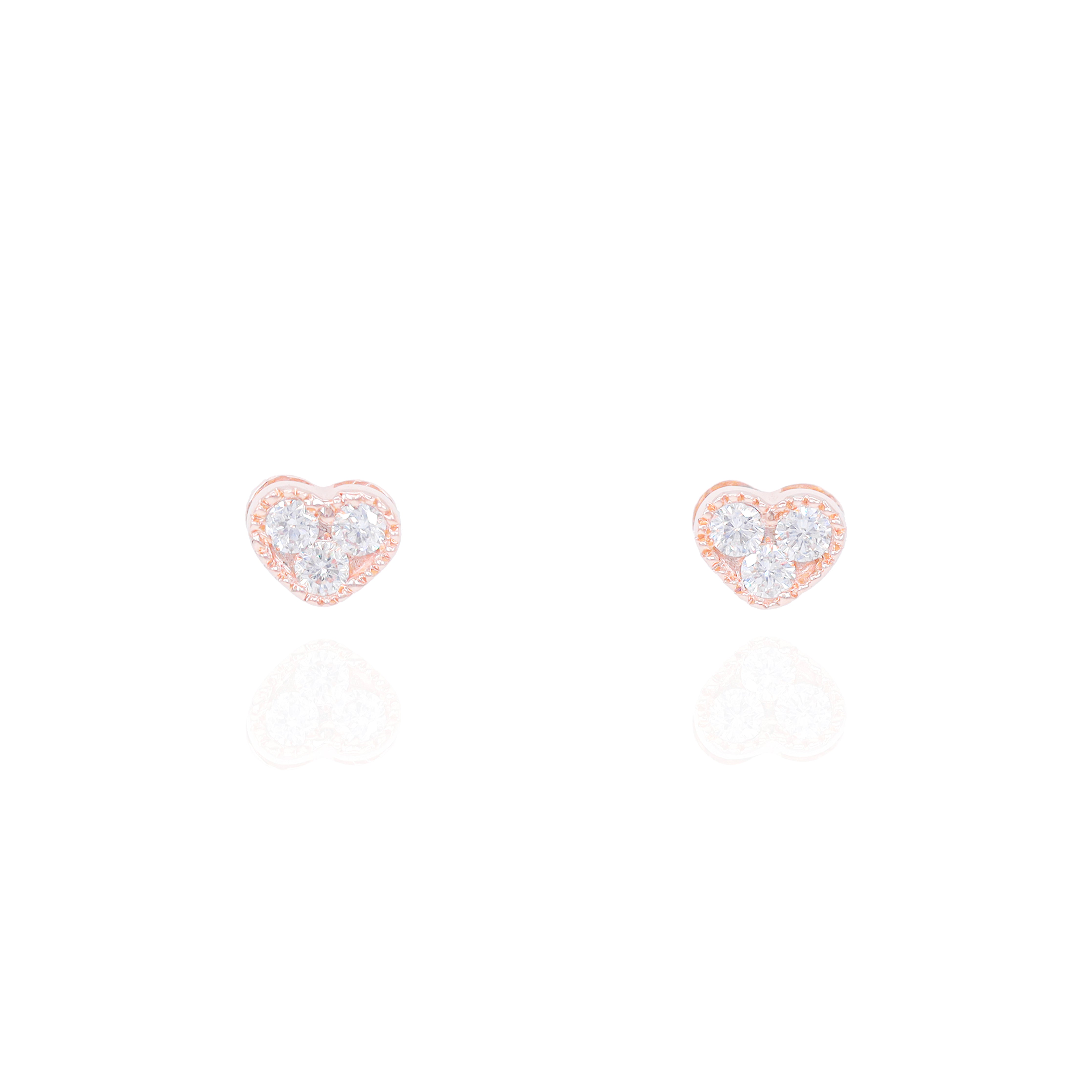Small Bezel Diamond Heart Earrings