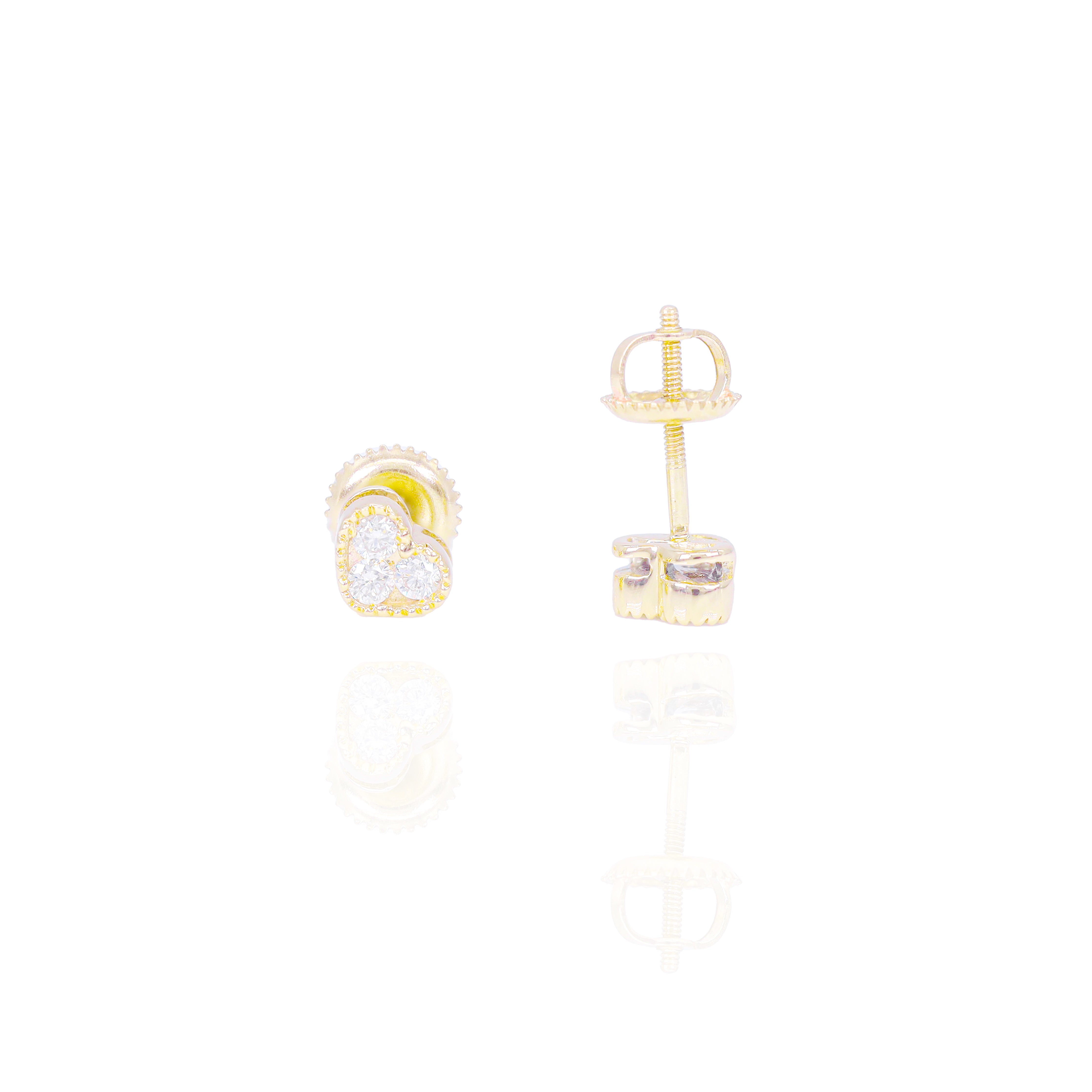 Small Bezel Diamond Heart Earrings