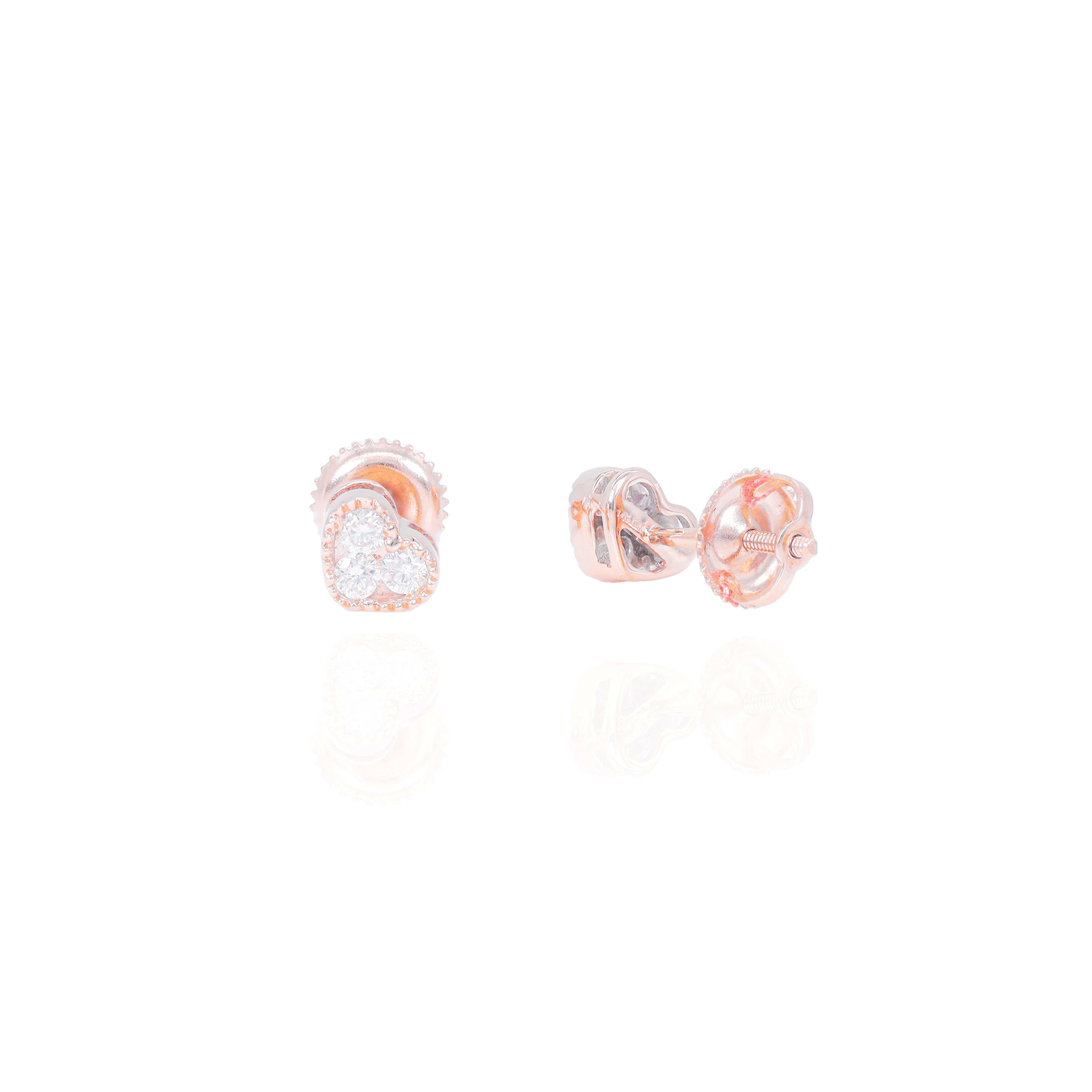 Small Bezel Diamond Heart Earrings