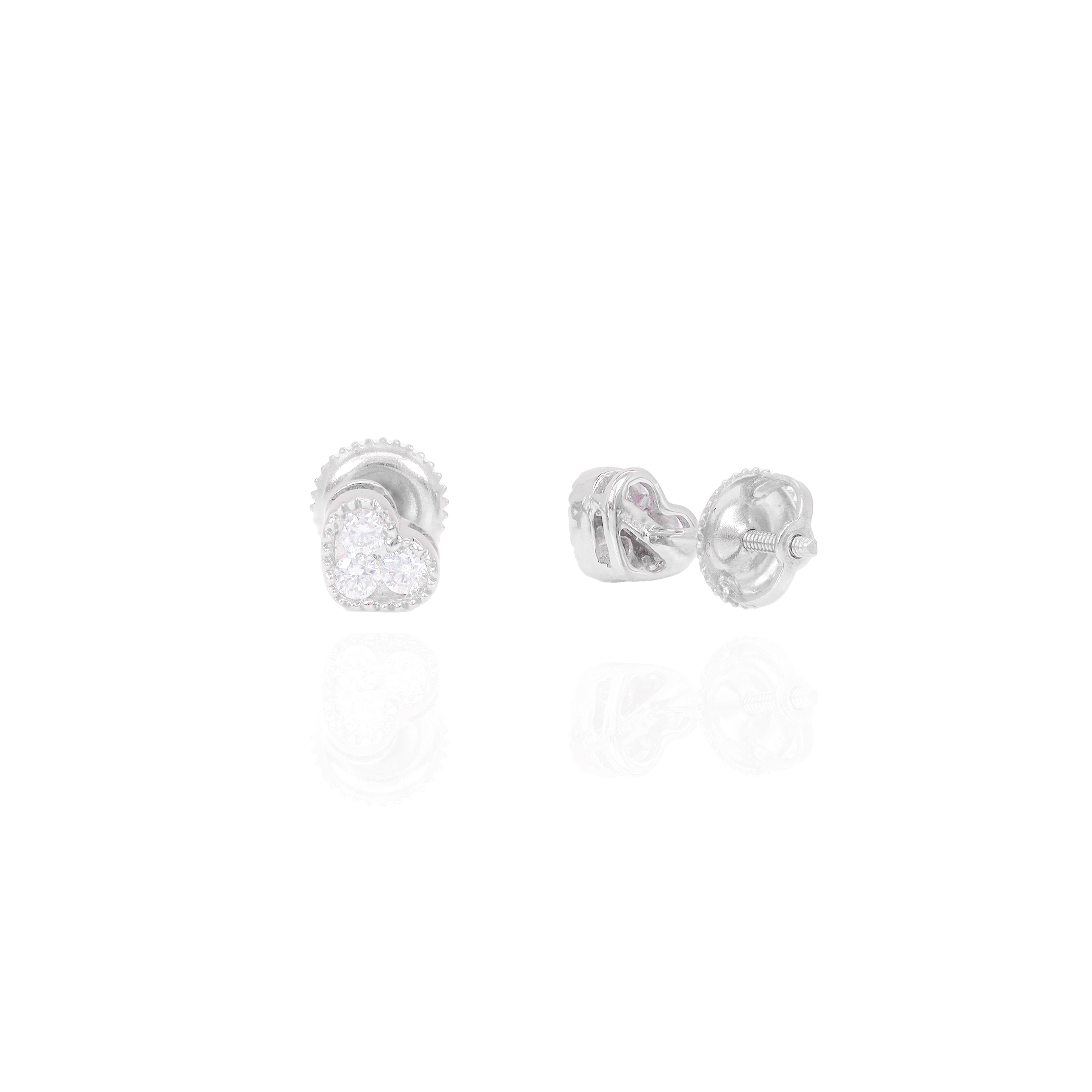 Small Bezel Diamond Heart Earrings