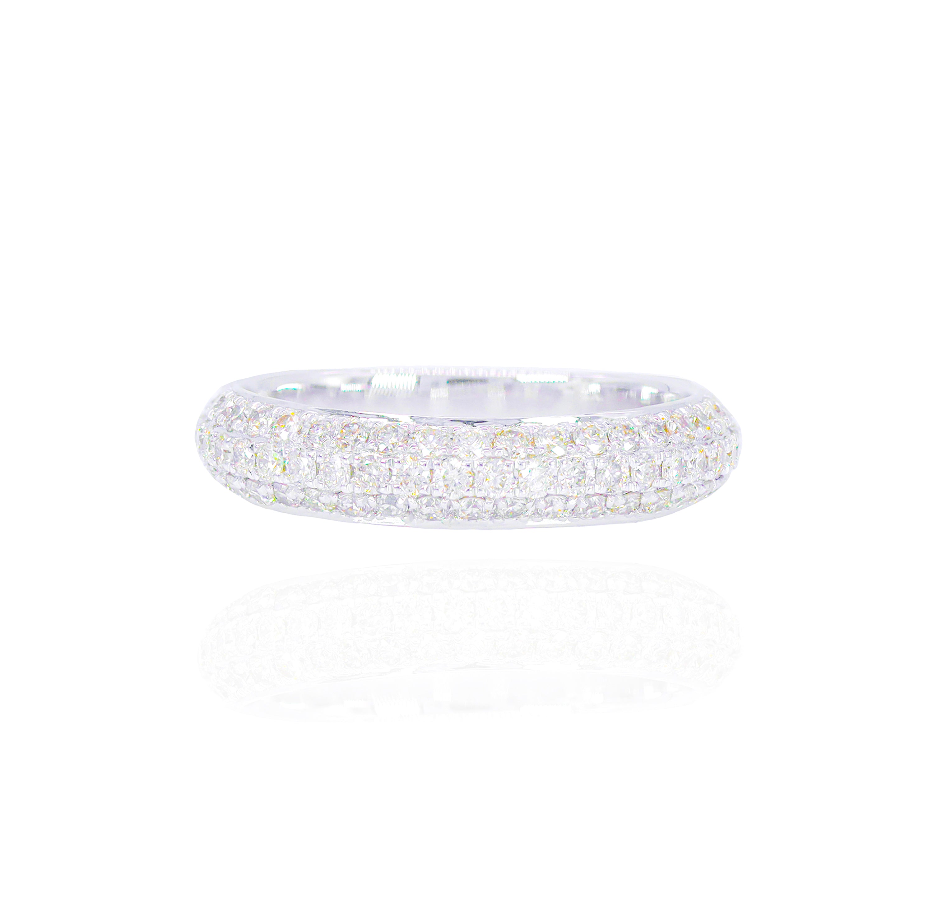 Rounded 3-Row Diamond Band