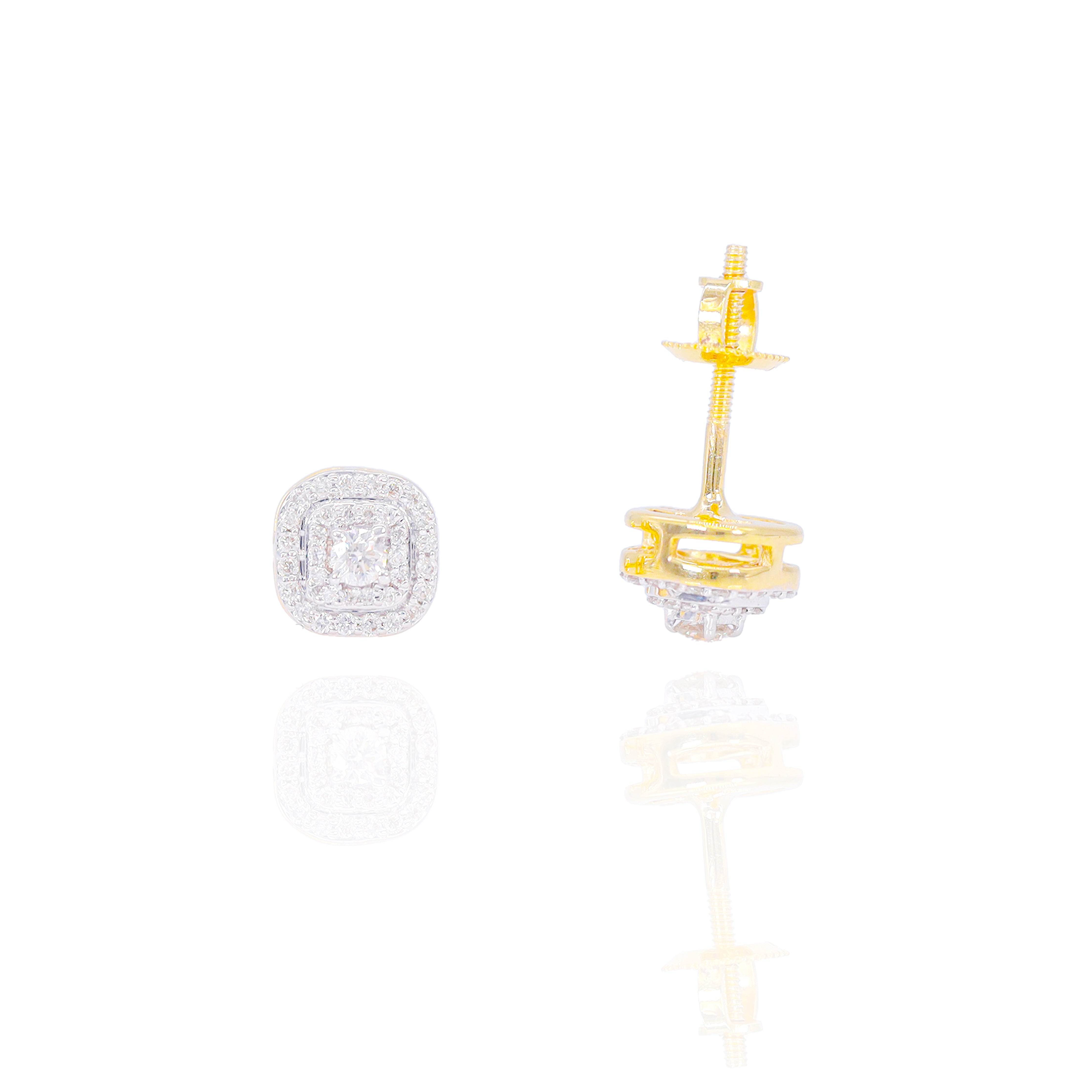 Small Square Layered Diamond Earrings