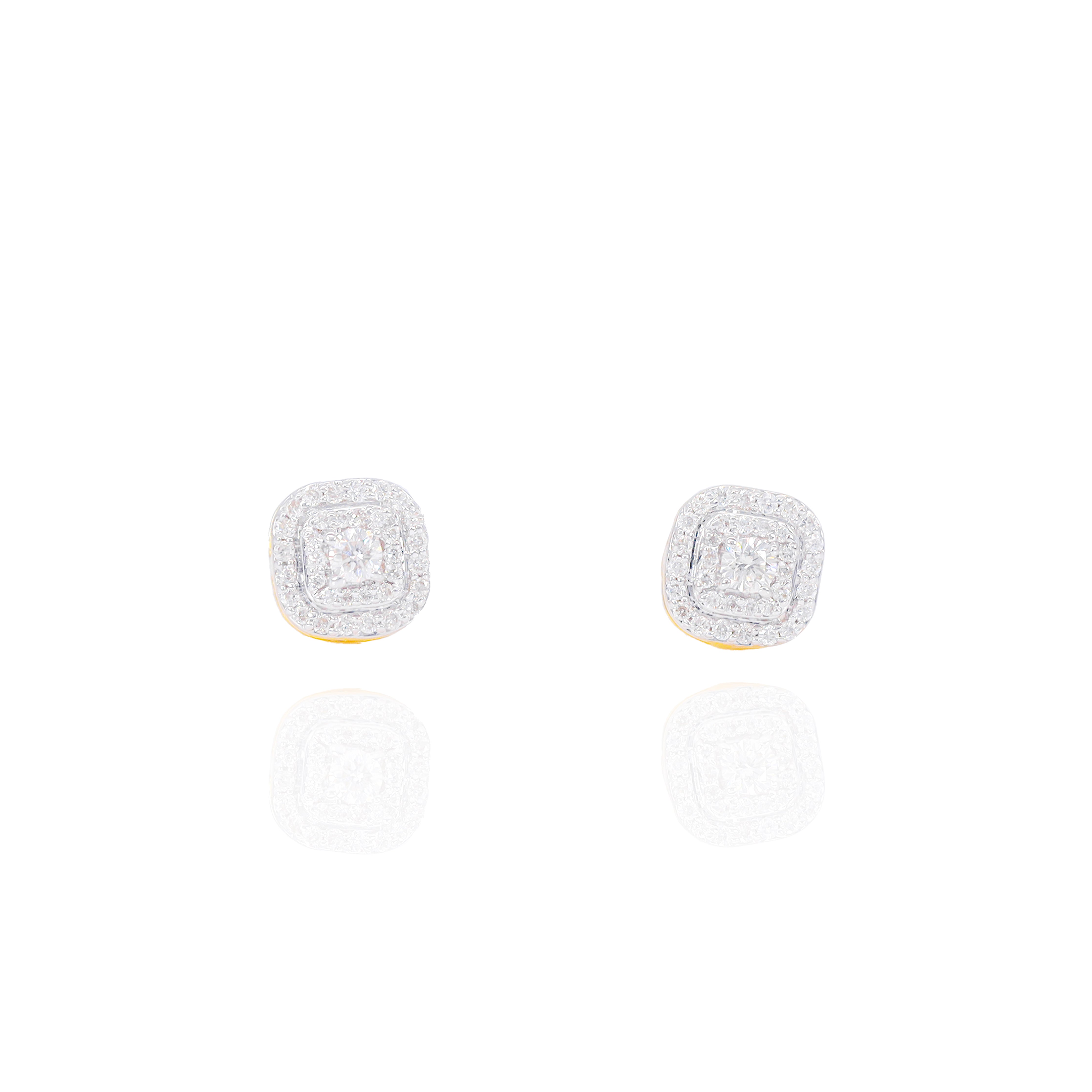 Small Square Layered Diamond Earrings