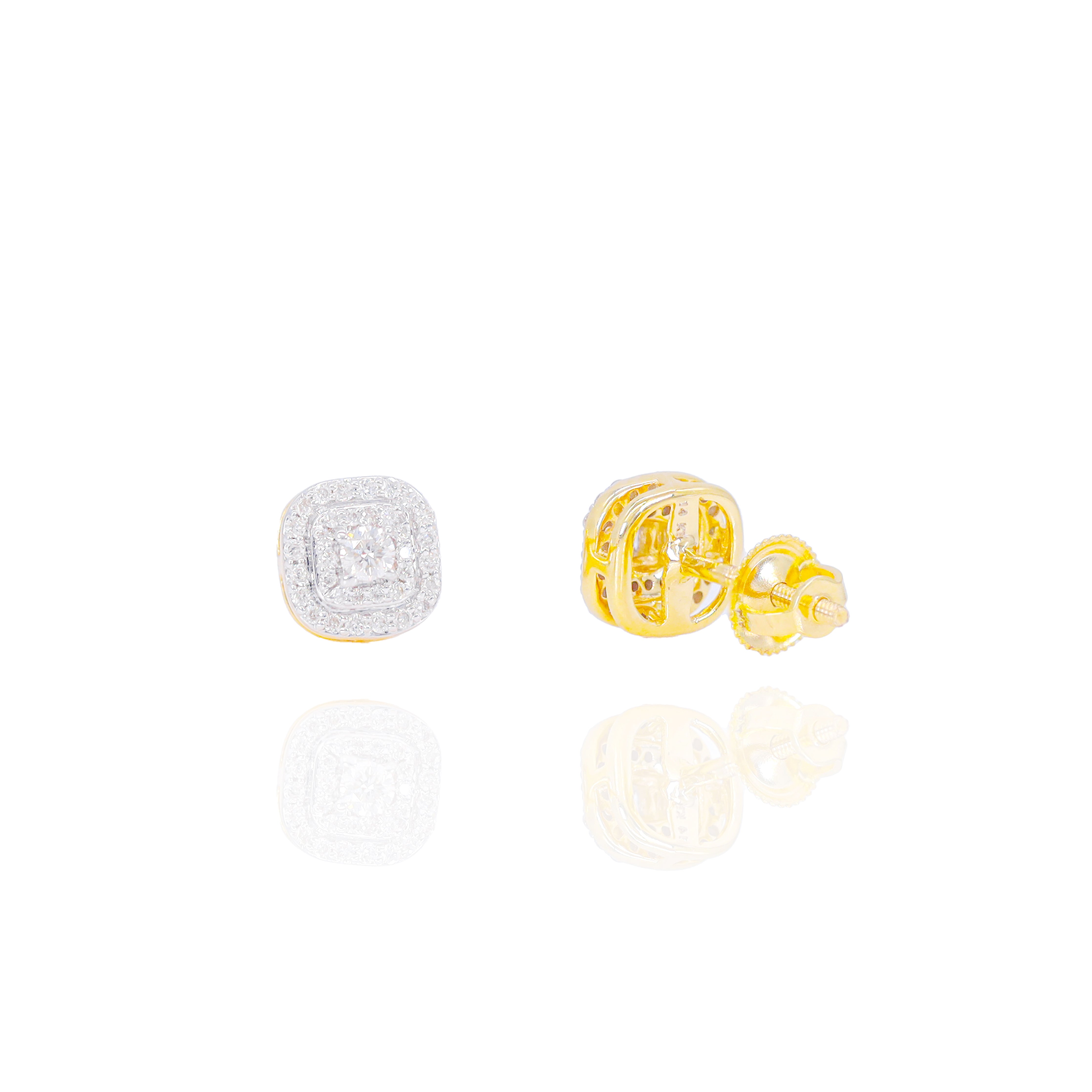 Small Square Layered Diamond Earrings