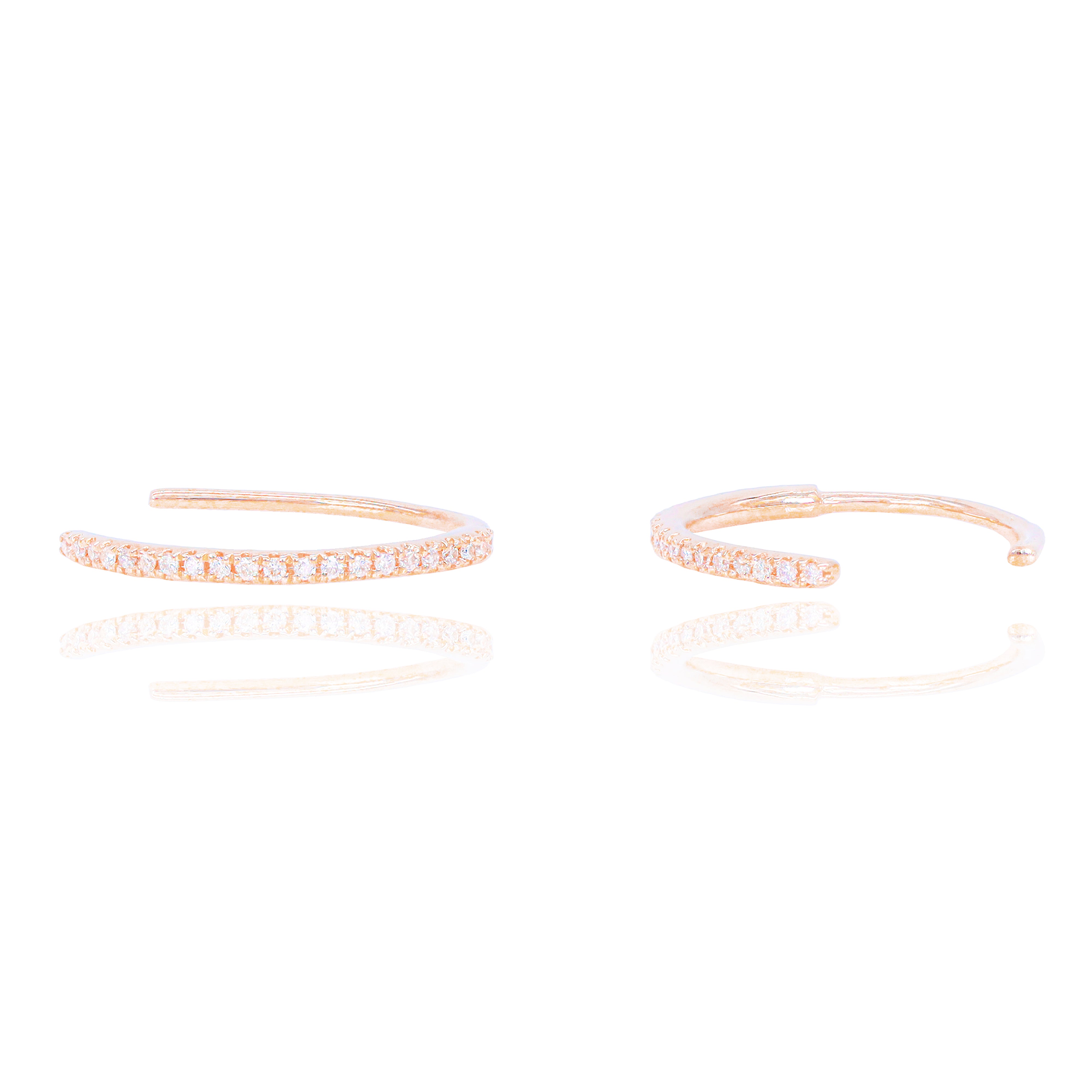 Thin Diamond Hoop Earrings