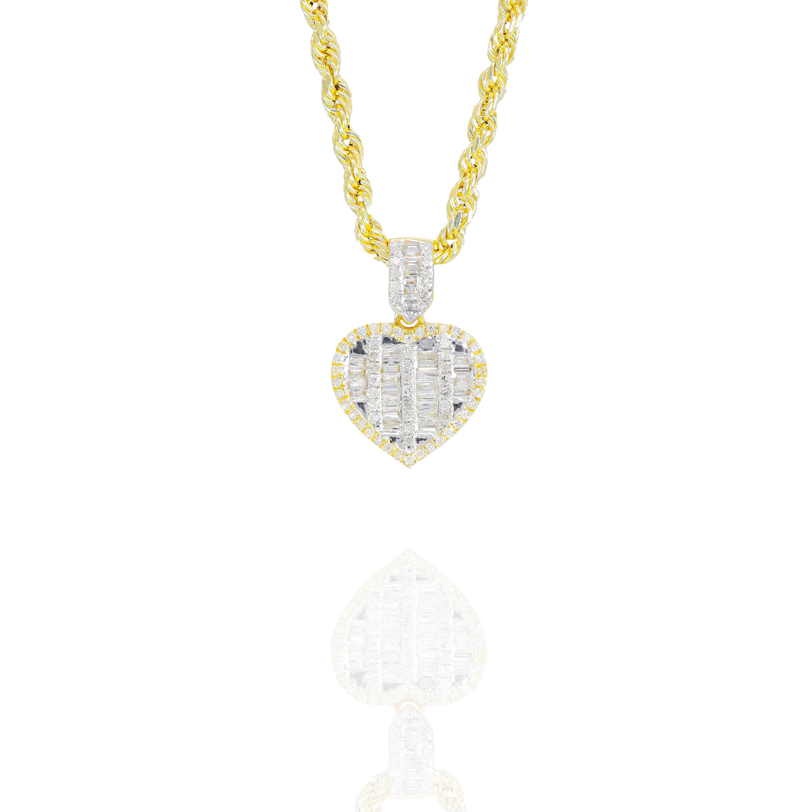 Baguette Heart Diamond Pendant (Small-Size)