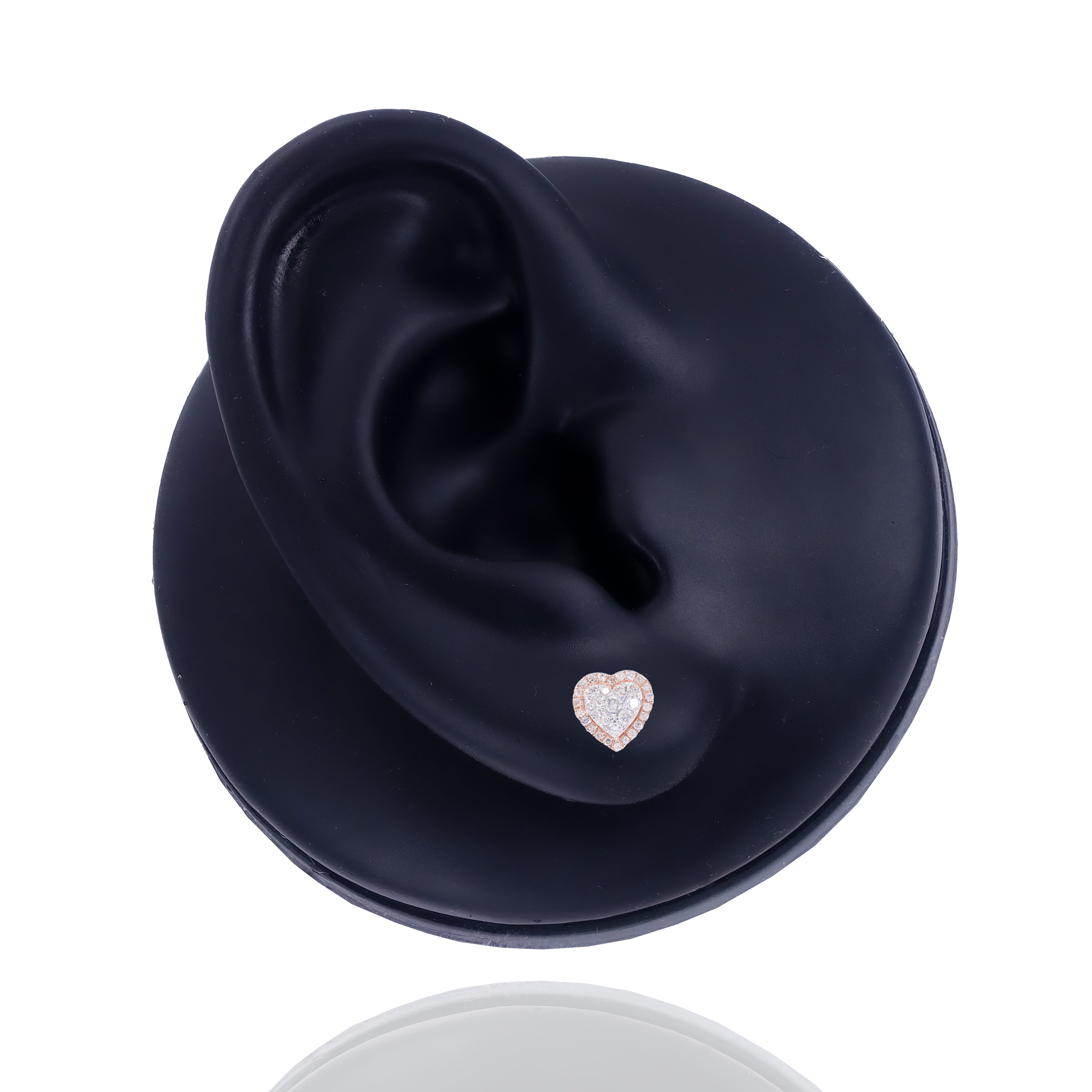 Two-Tone Heart Cluster Diamond Earrings