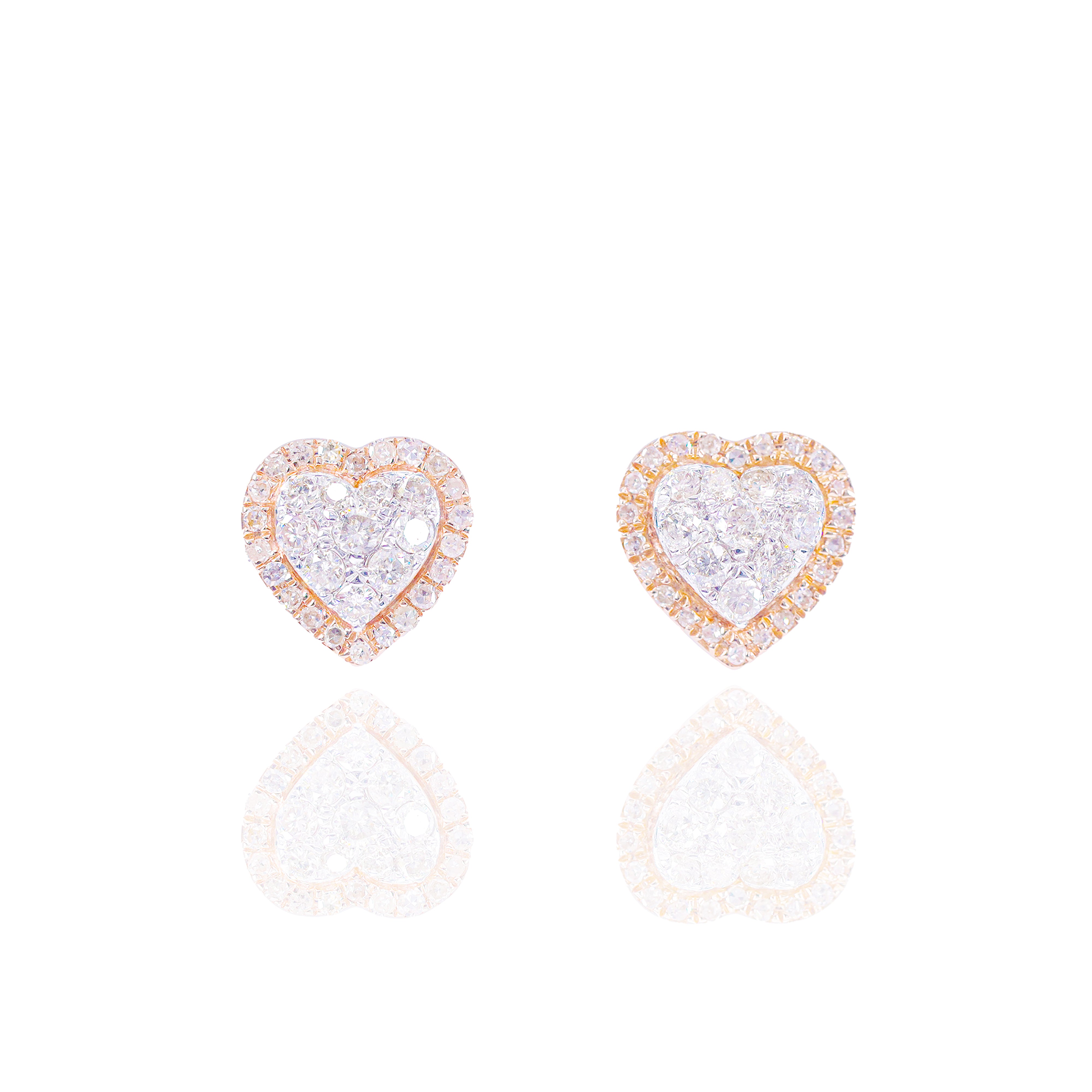 Two-Tone Heart Cluster Diamond Earrings