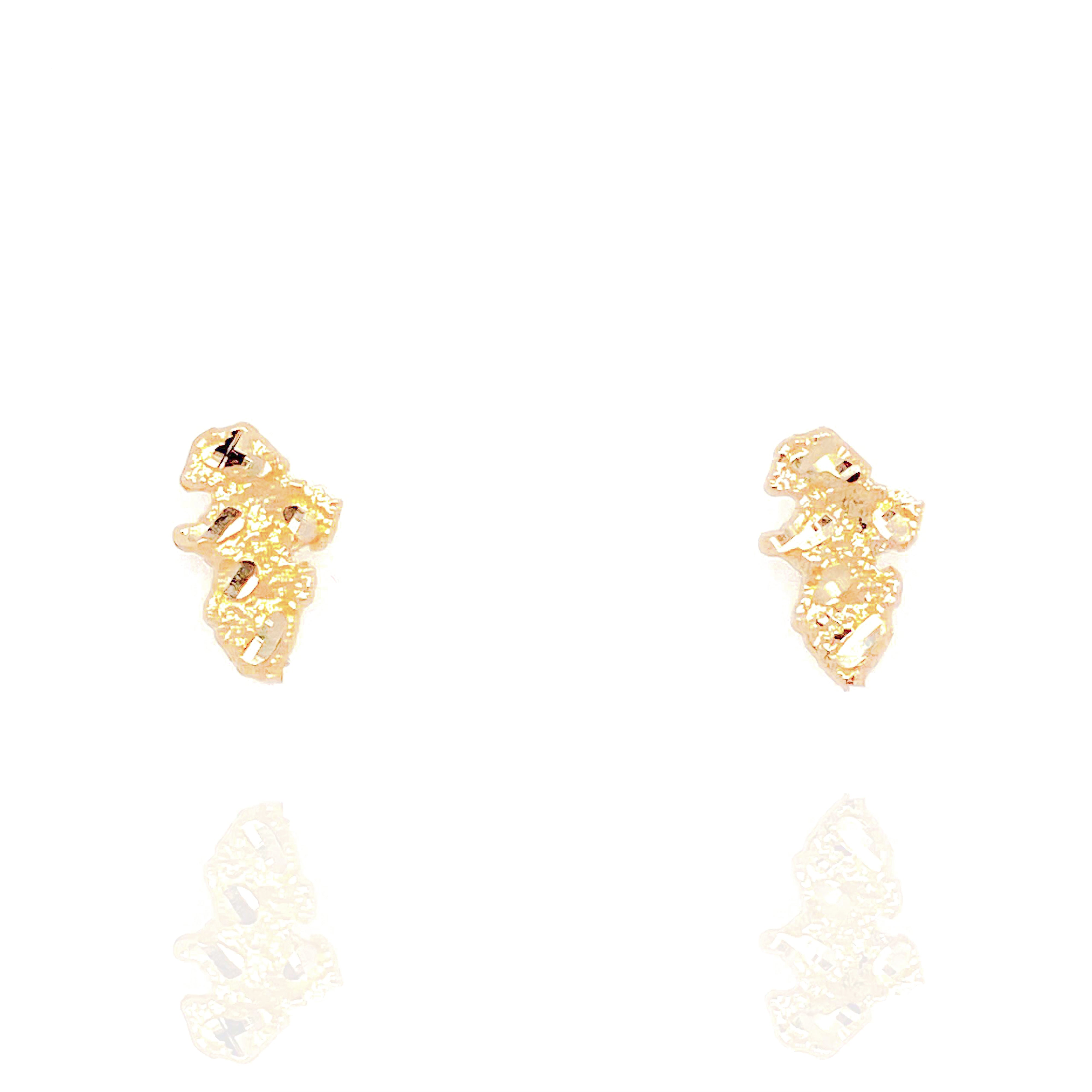 Solid Gold Nugget Style Earrings