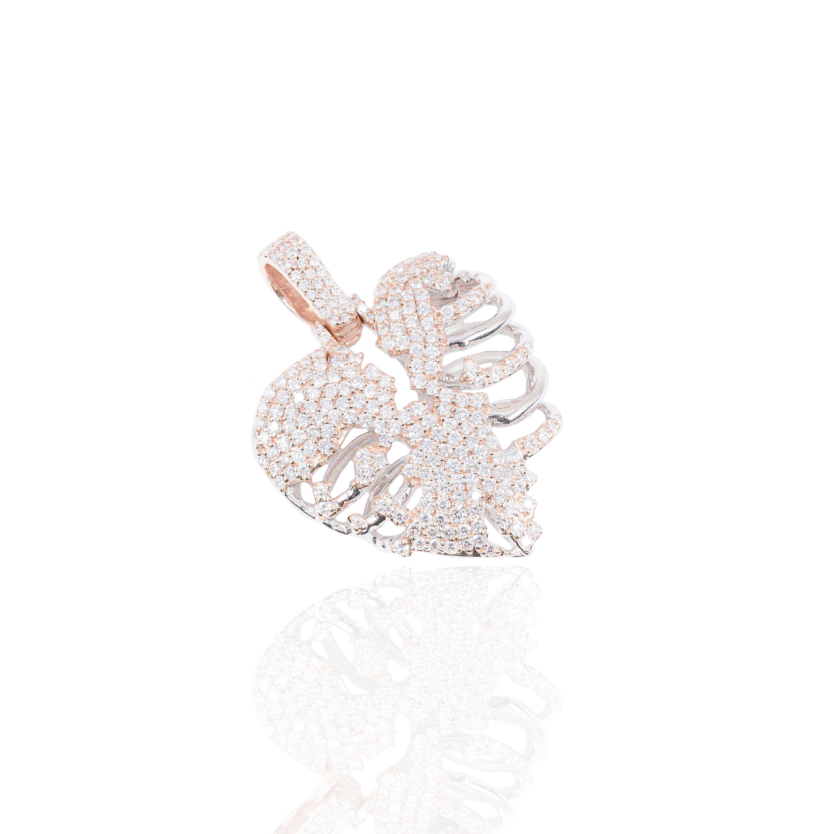 Diamond Heart Skeleton Pendant (Mid-Size)
