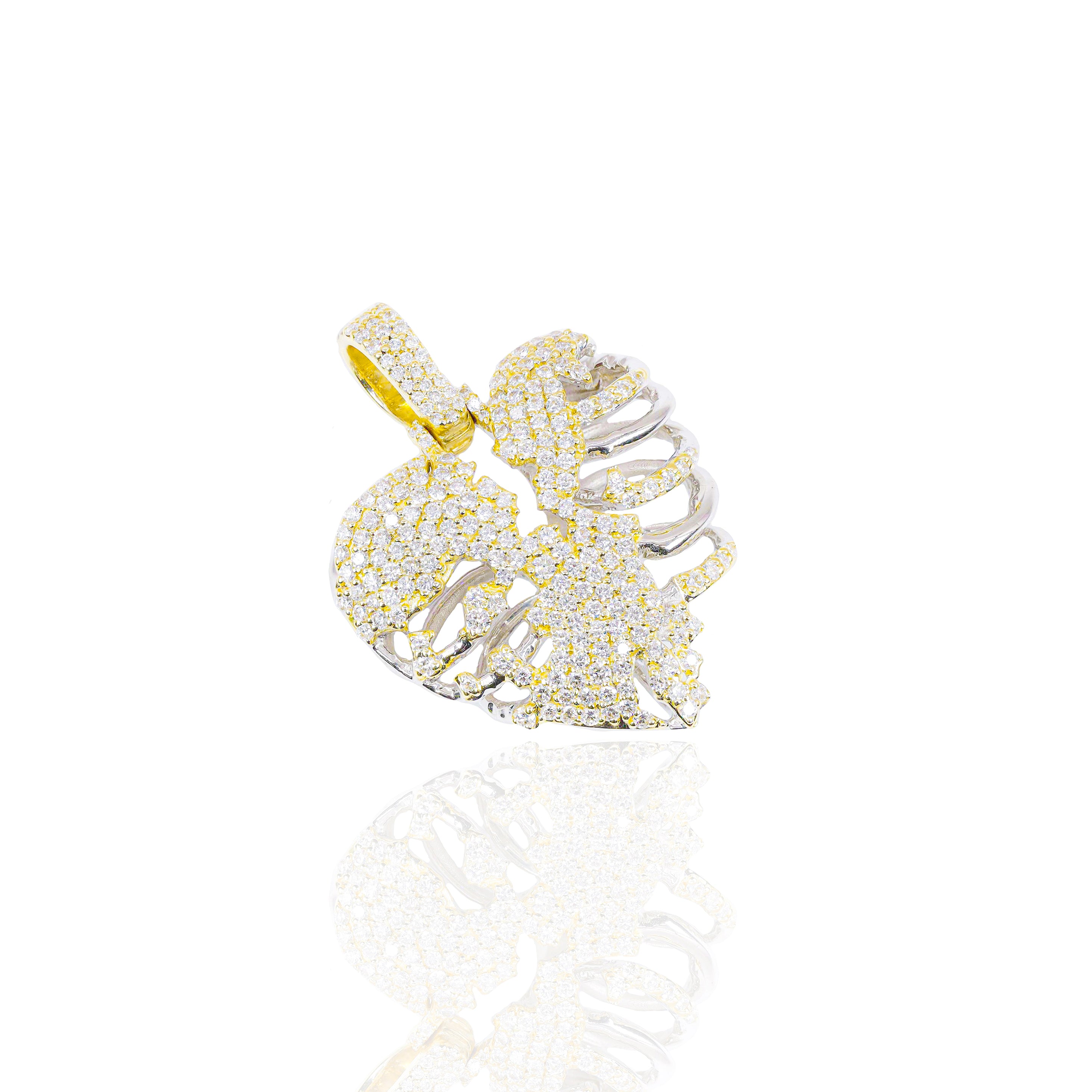 Diamond Heart Skeleton Pendant (Mid-Size)