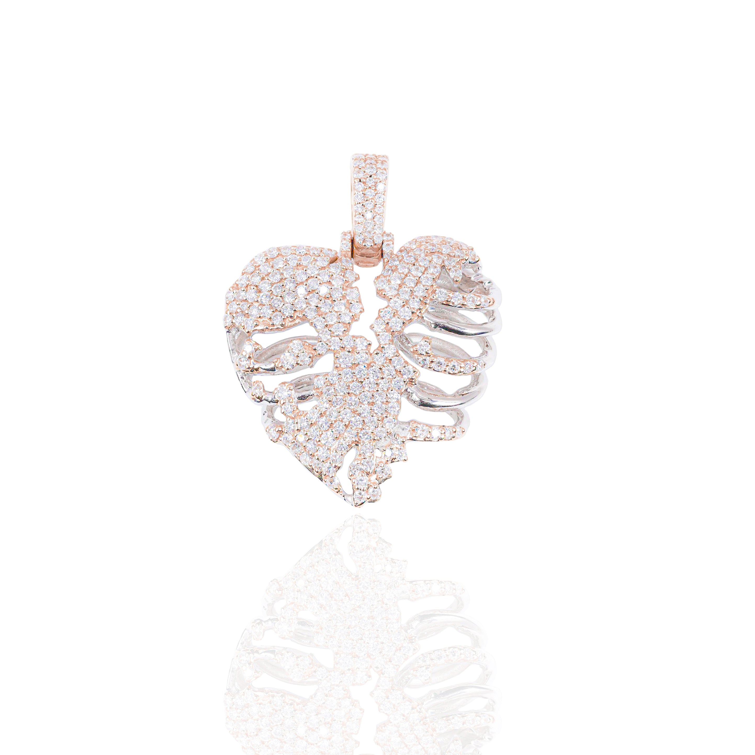 Diamond Heart Skeleton Pendant (Mid-Size)