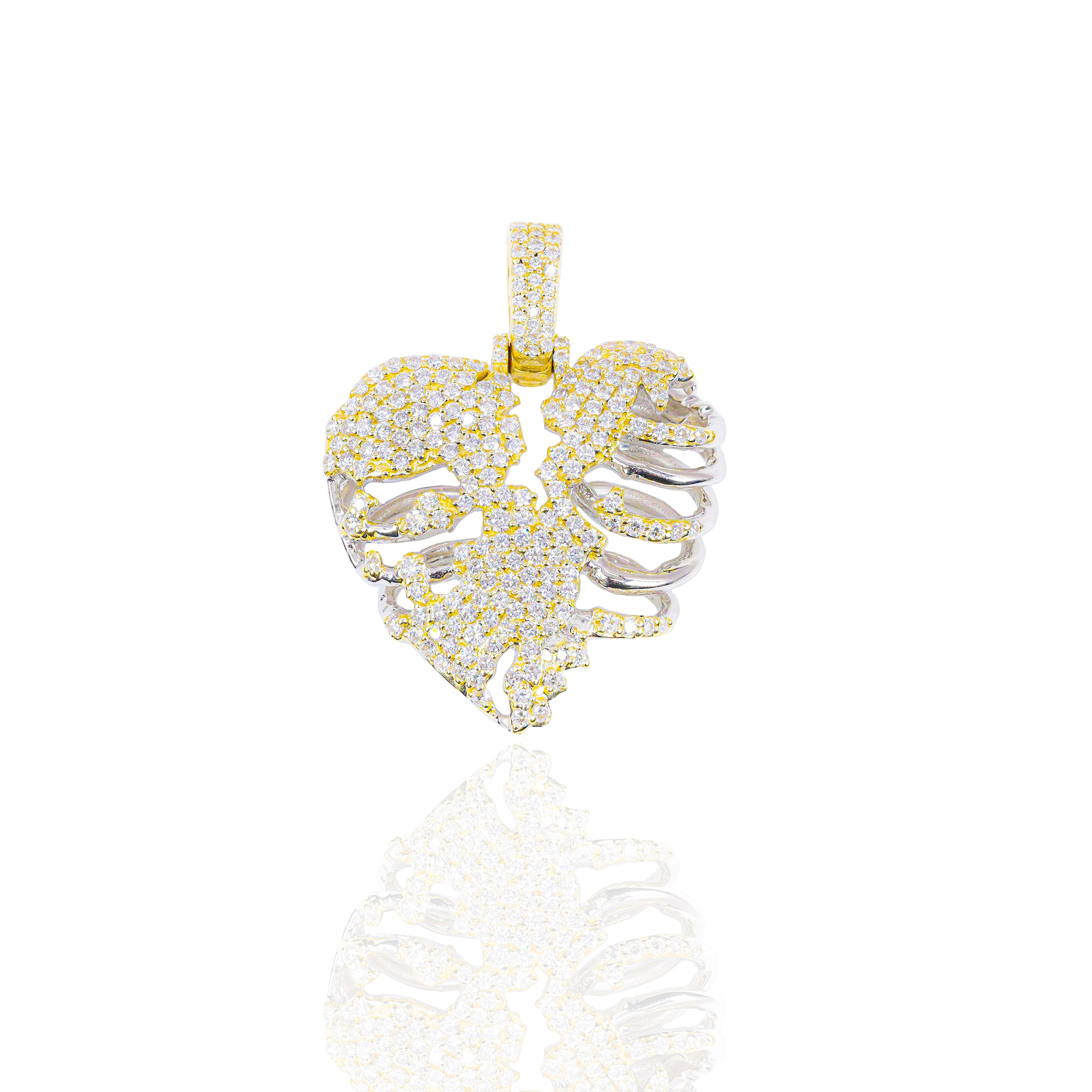Diamond Heart Skeleton Pendant (Mid-Size)