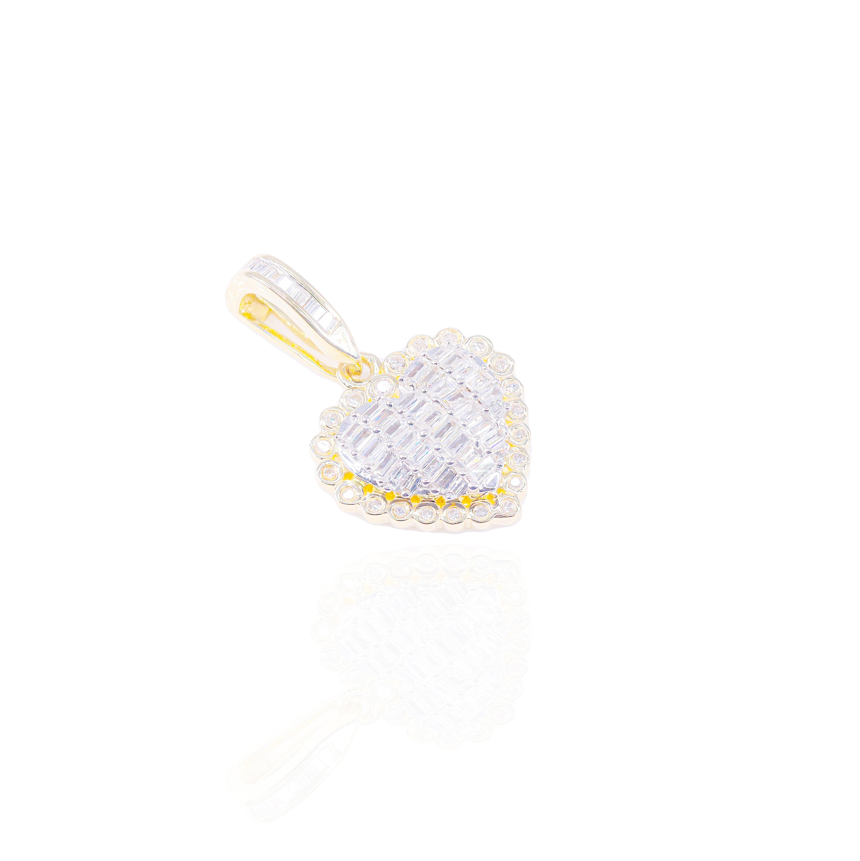 Bubbly Baguette Heart Diamond Pendant (Small-Size)
