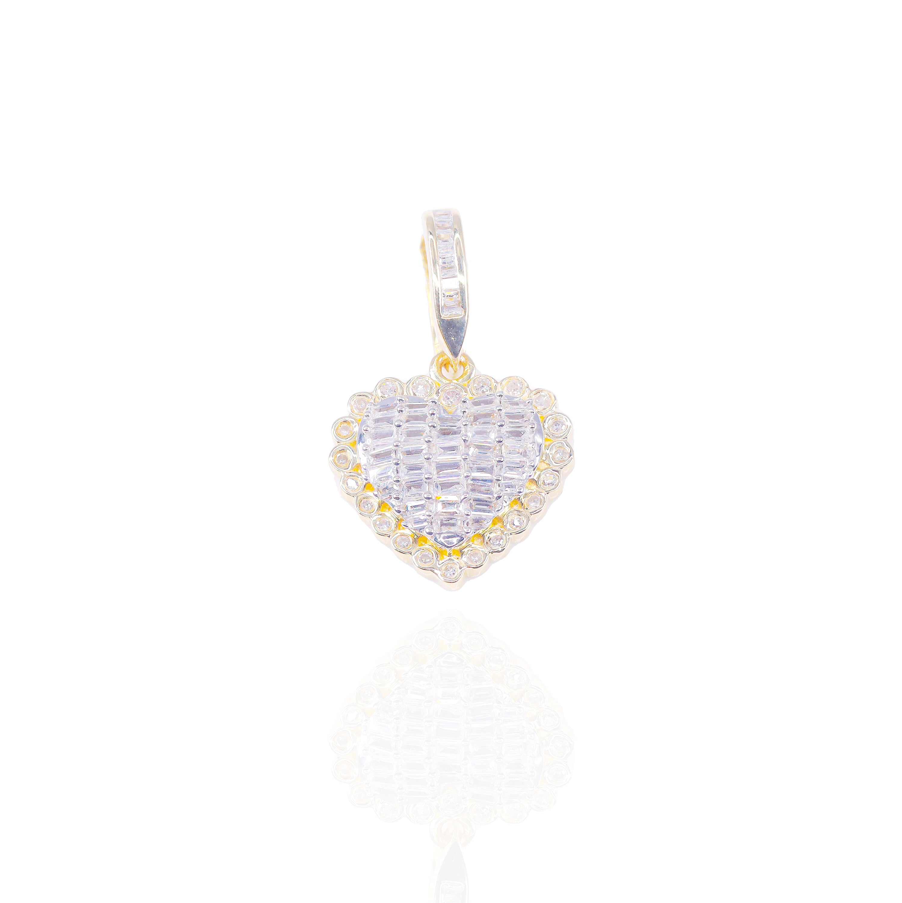 Bubbly Baguette Heart Diamond Pendant (Small-Size)