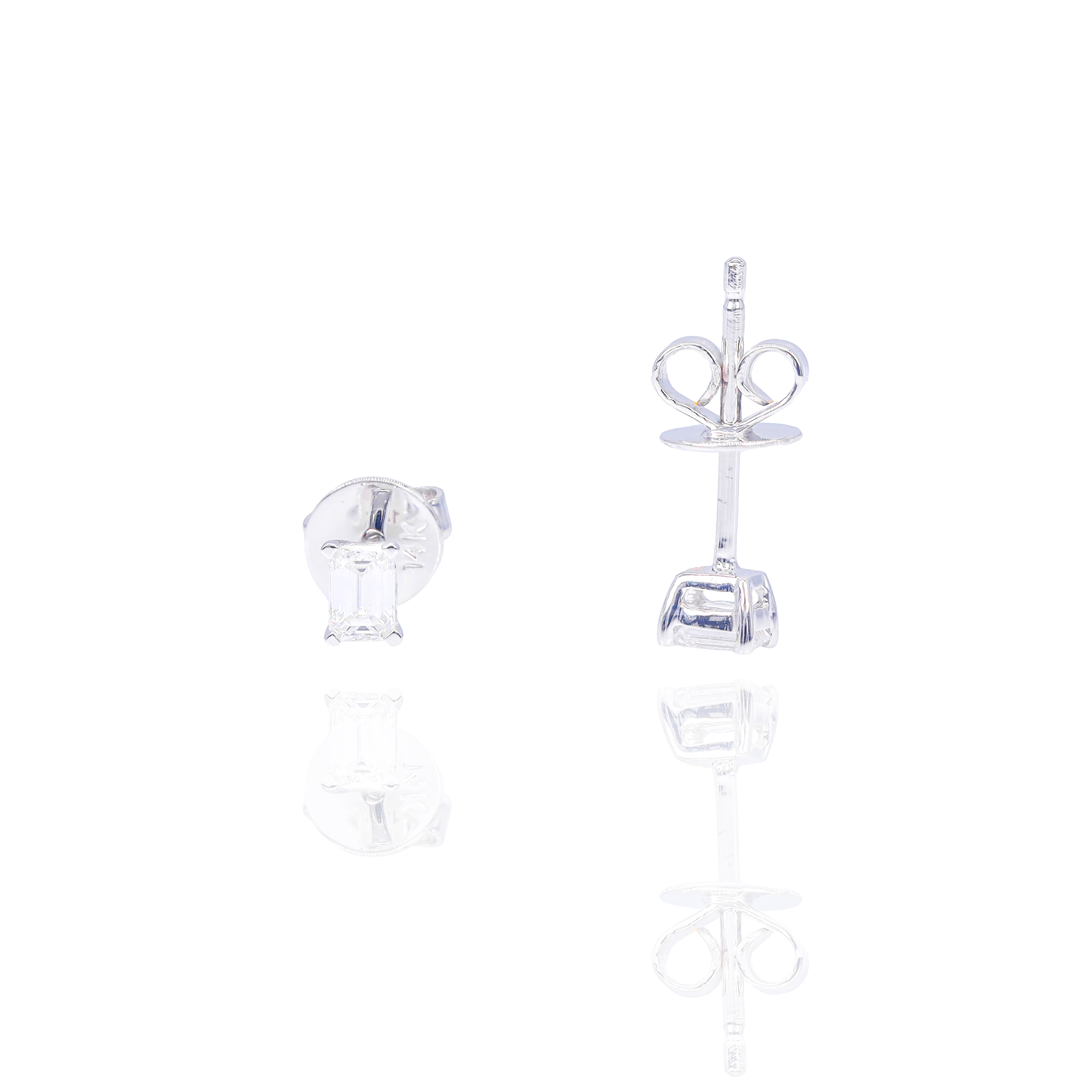 Emerald Cut Solitaire Diamond Earrings