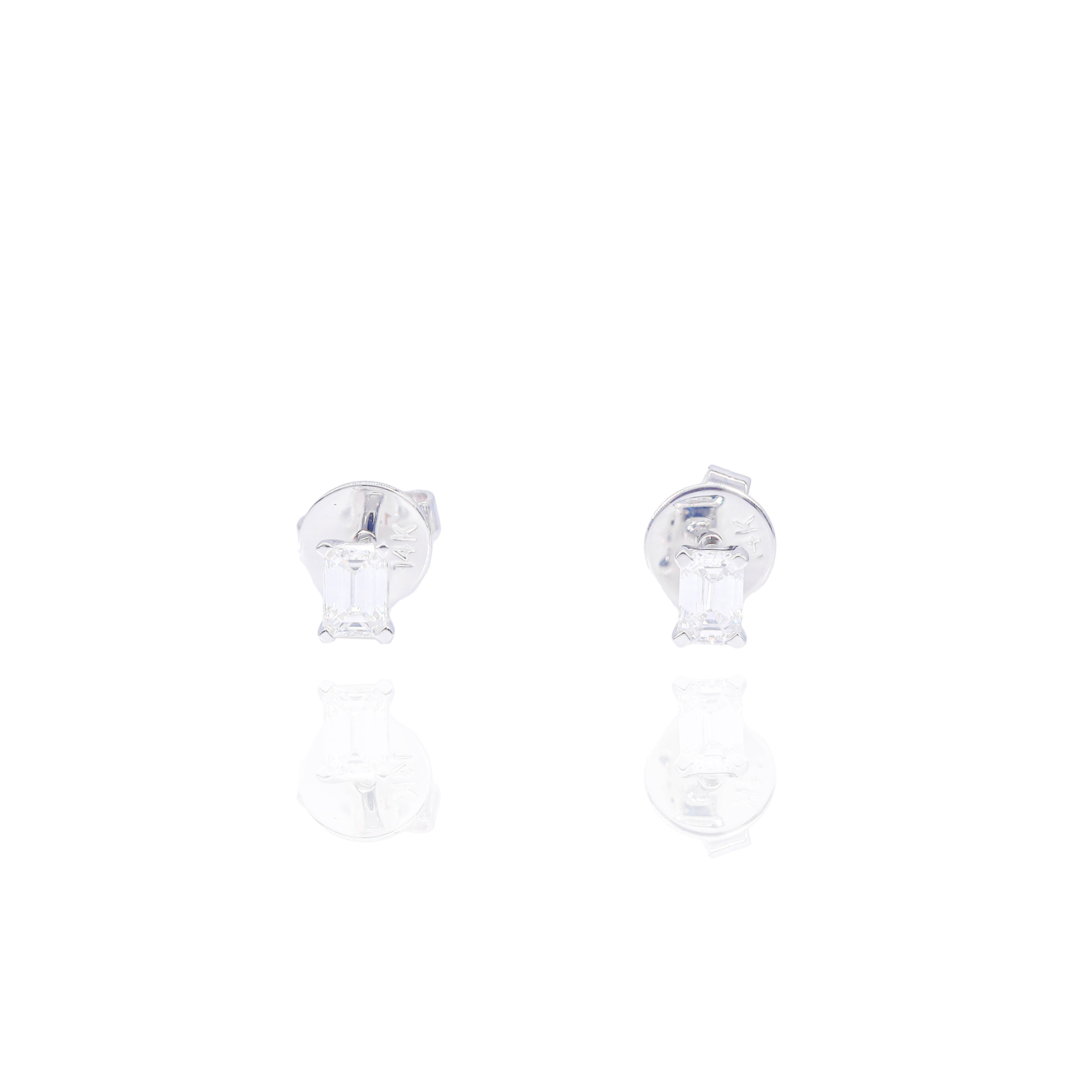Emerald Cut Solitaire Diamond Earrings