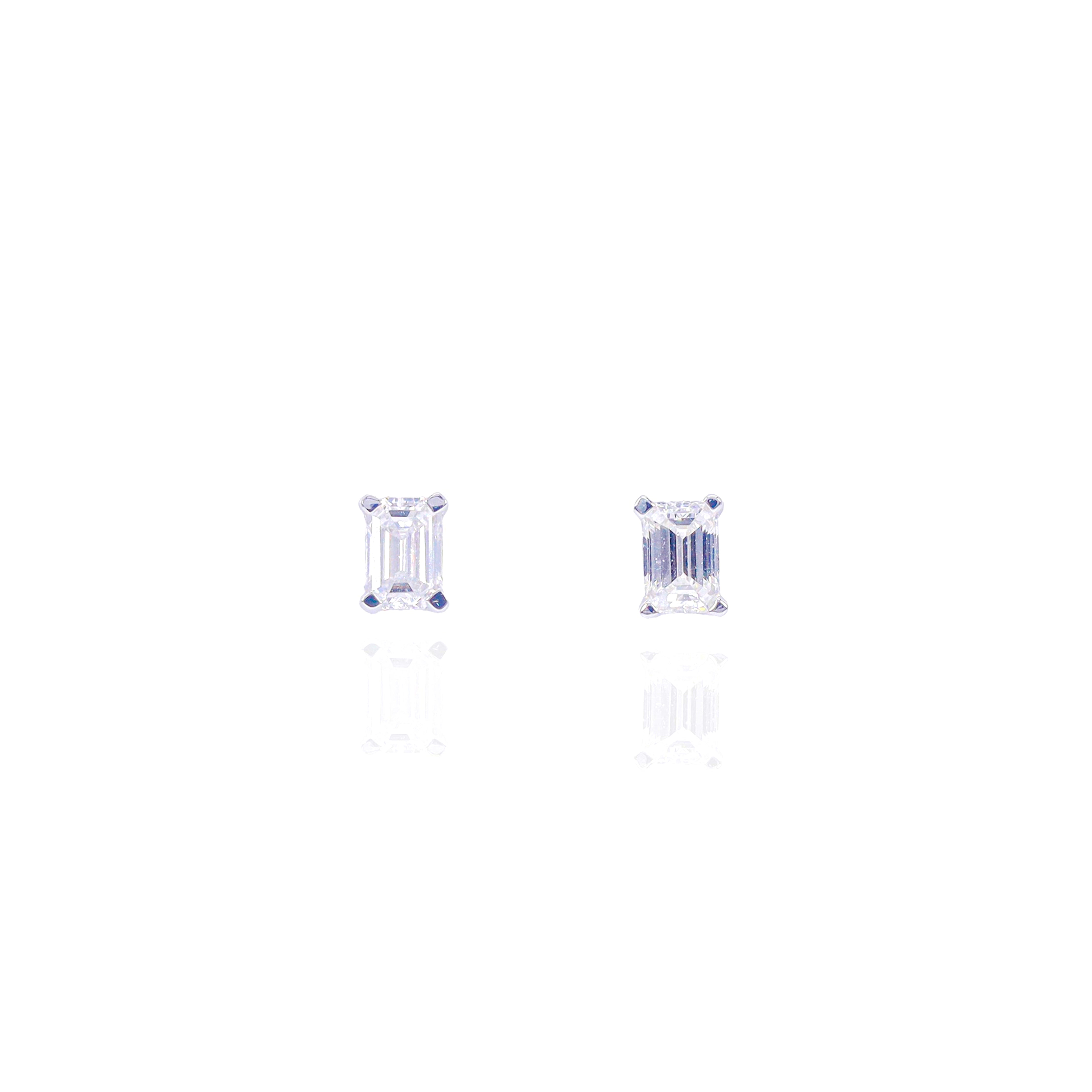 Emerald Cut Solitaire Diamond Earrings