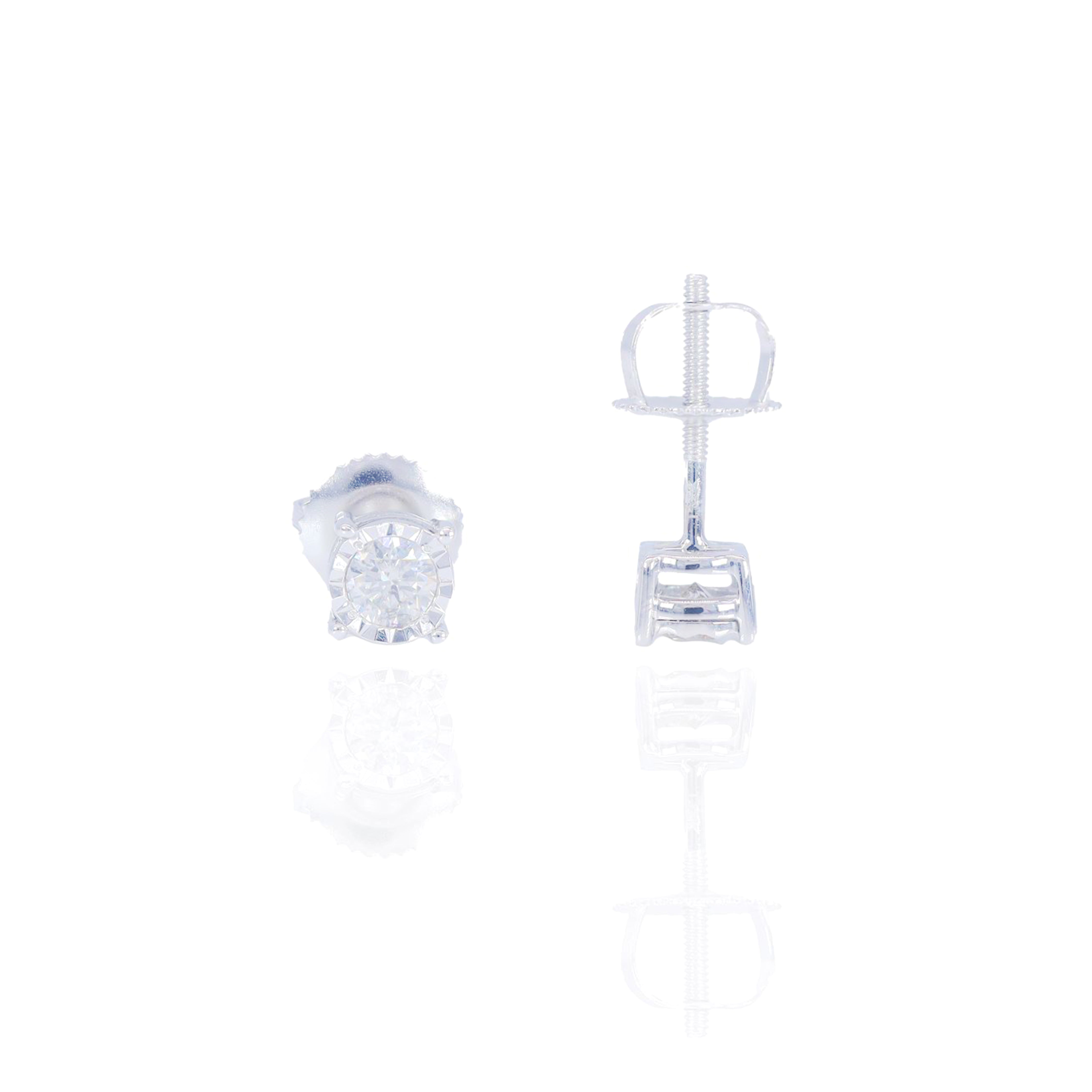 Diamond Stud with Diamond Cut Border Earrings