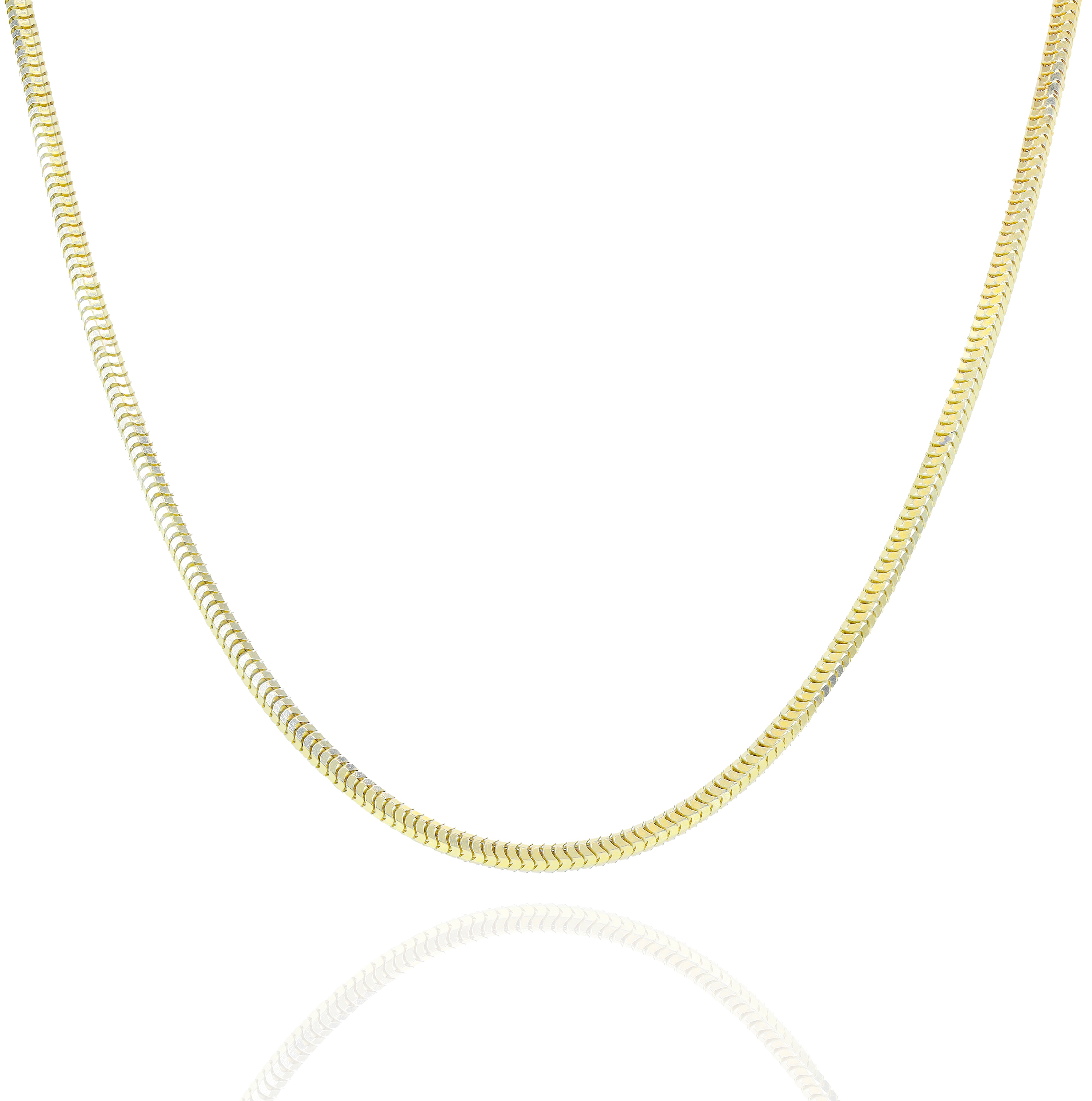 14KT Solid Round Snake Link Yellow Gold Chain