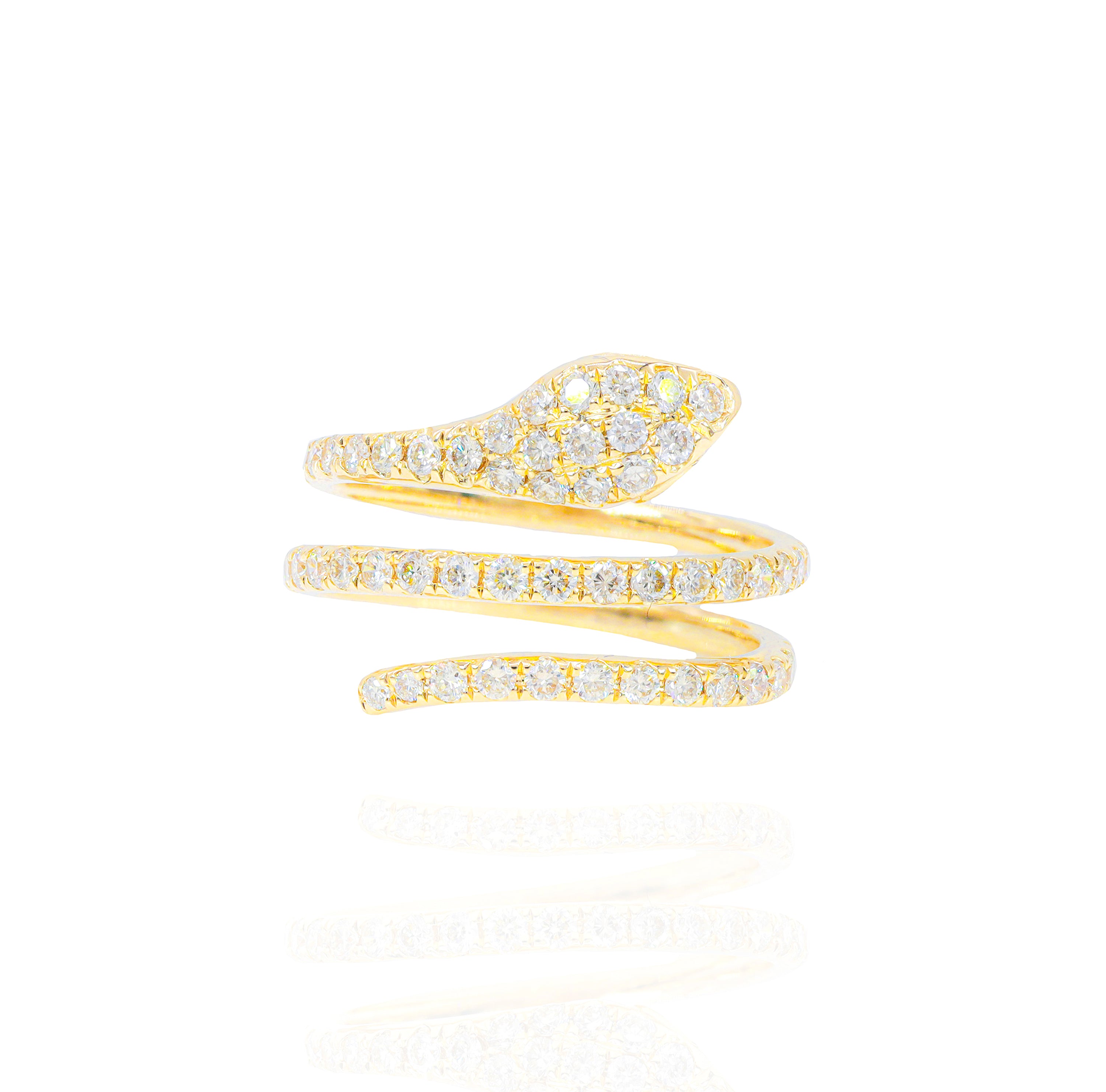 Diamond Snake Ring With Emerald Eyes