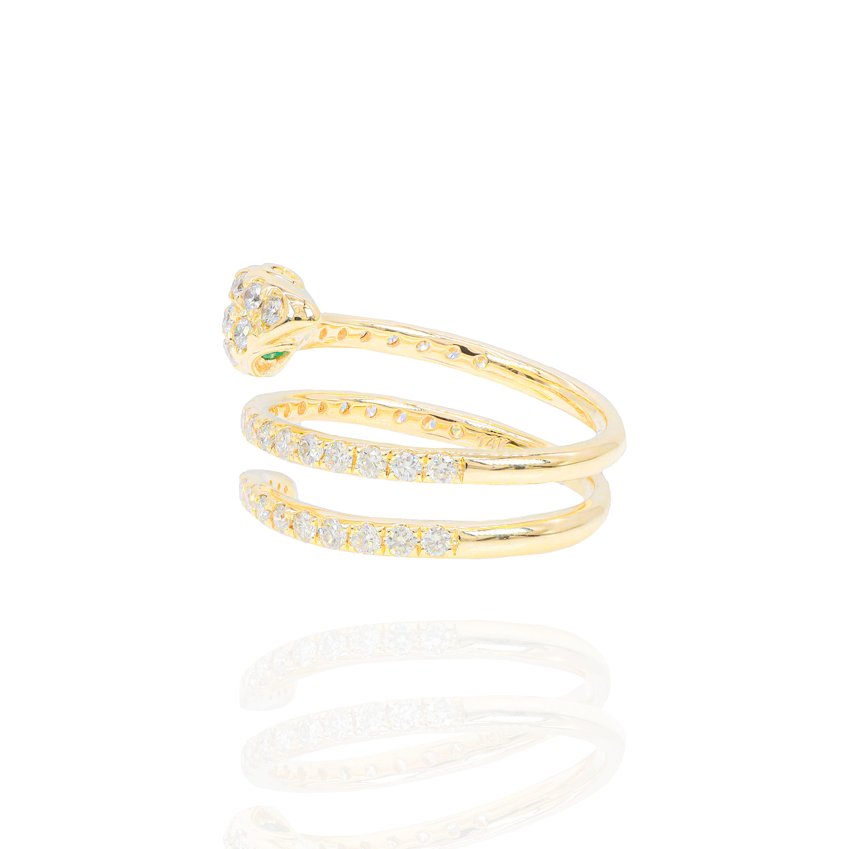 Diamond Snake Ring With Emerald Eyes