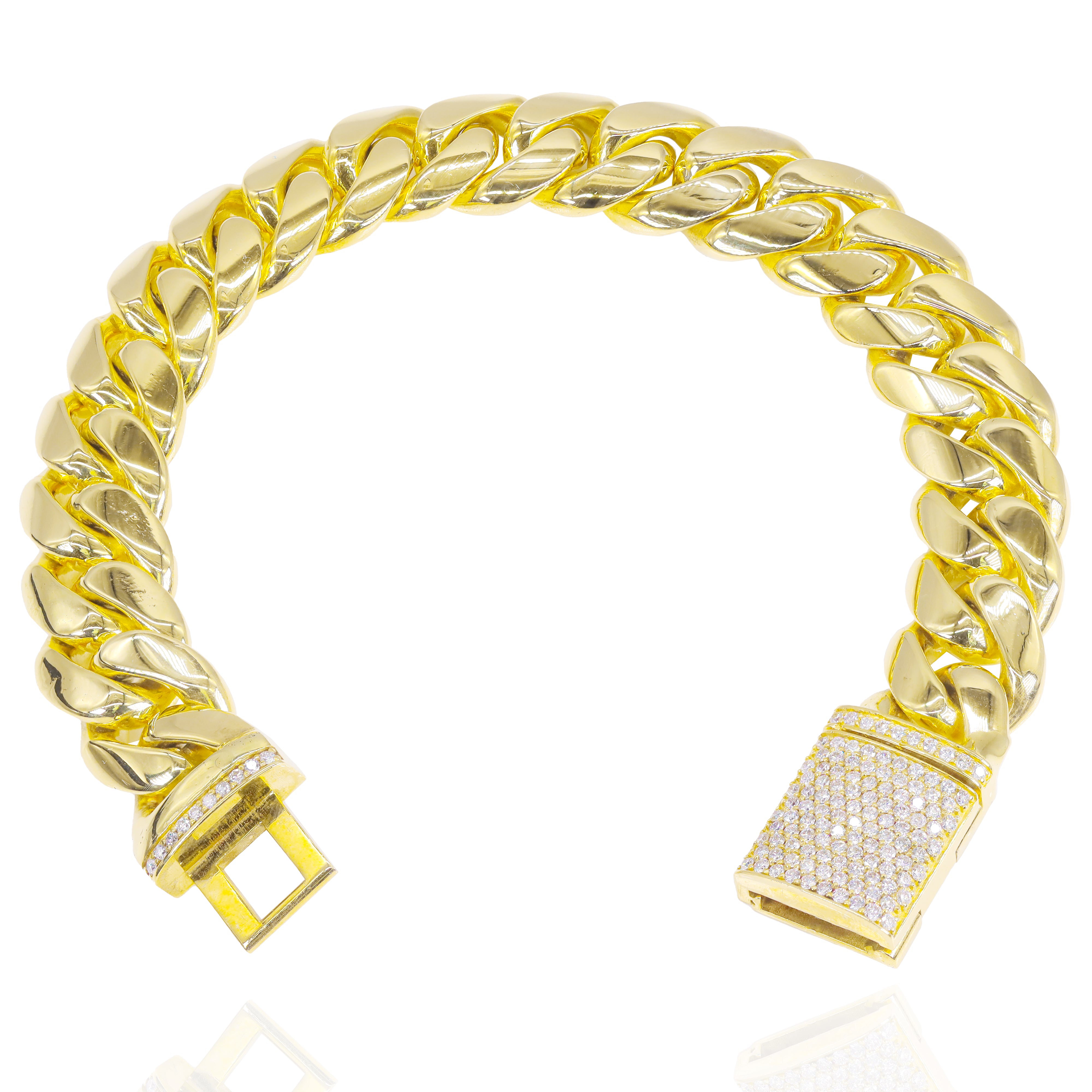 14.5mm Miami Cuban with Diamond Lock Bracelet