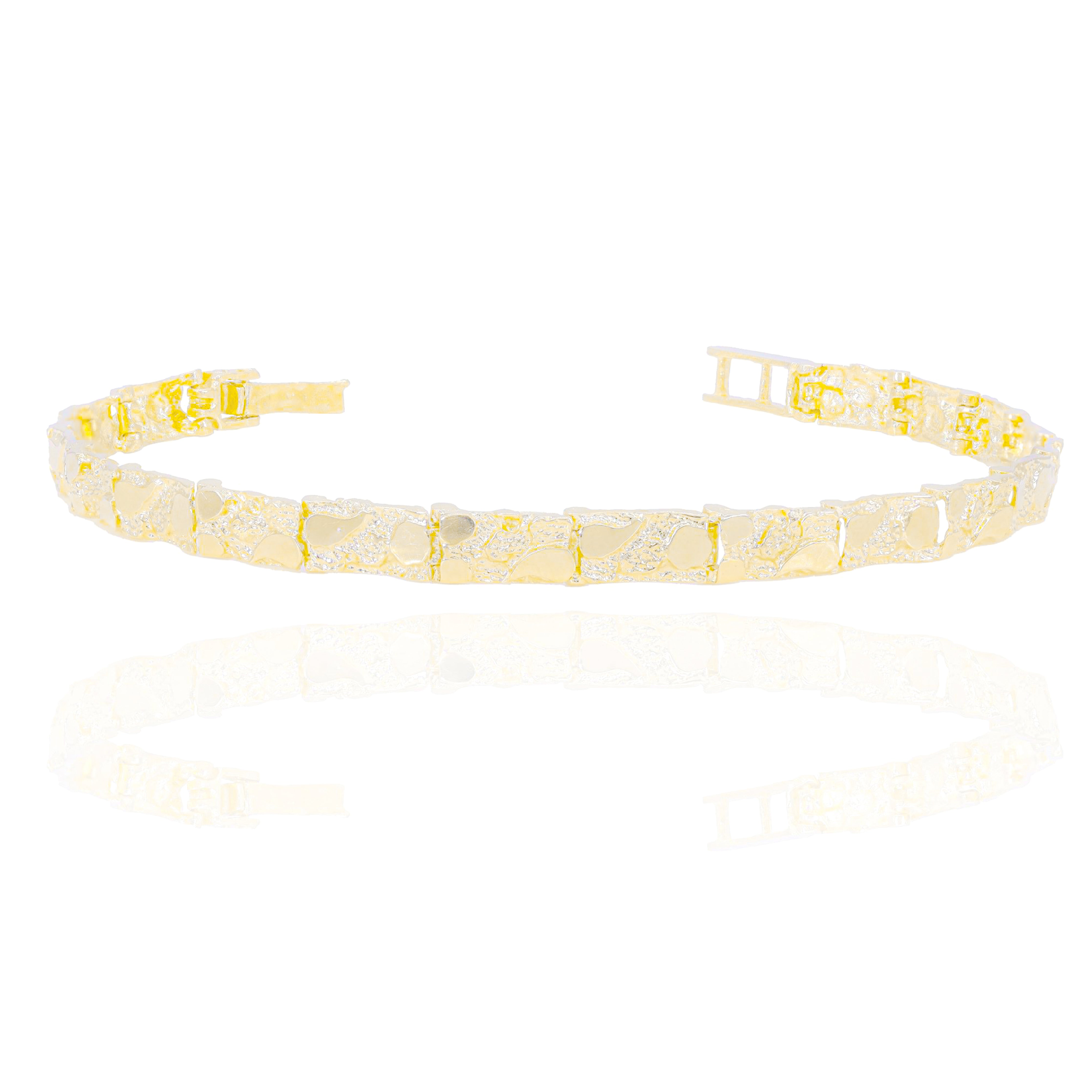 14KT Solid Yellow Gold Nugget Style Bracelet