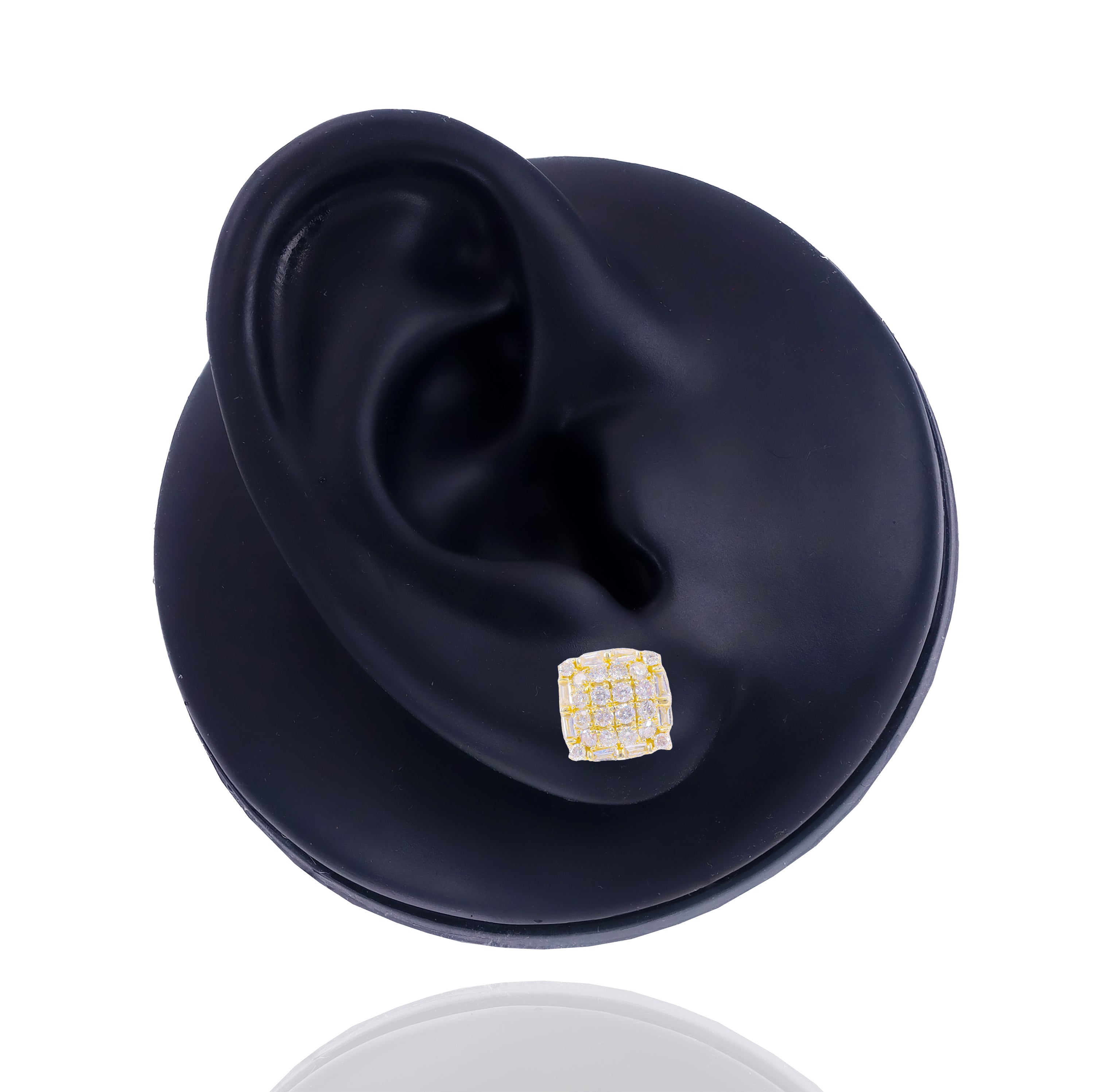 Square Shape Diamond Earrings with Baguette Sides