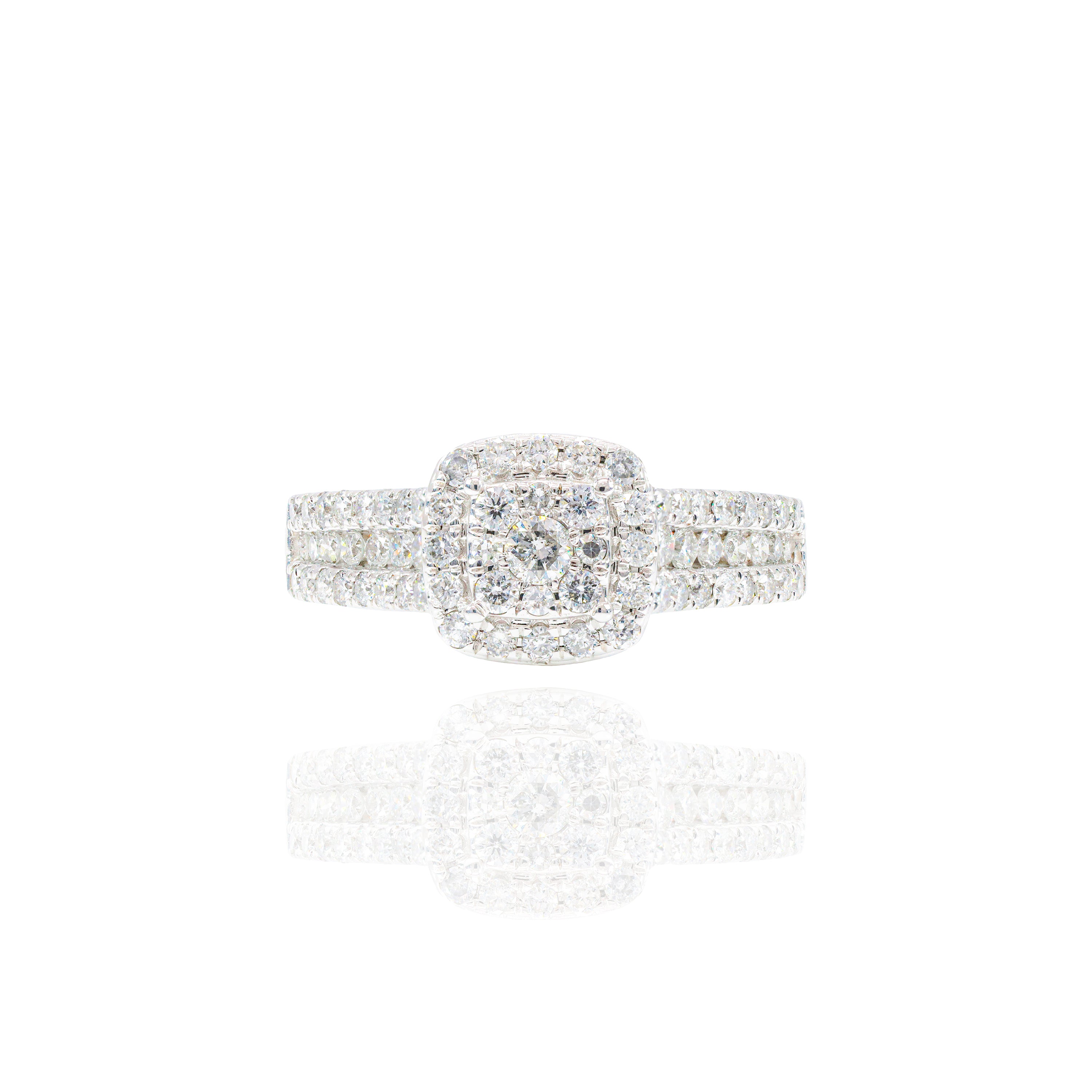 Round Diamond Engagement Ring & Band with Men's Band (TRIO-SET)