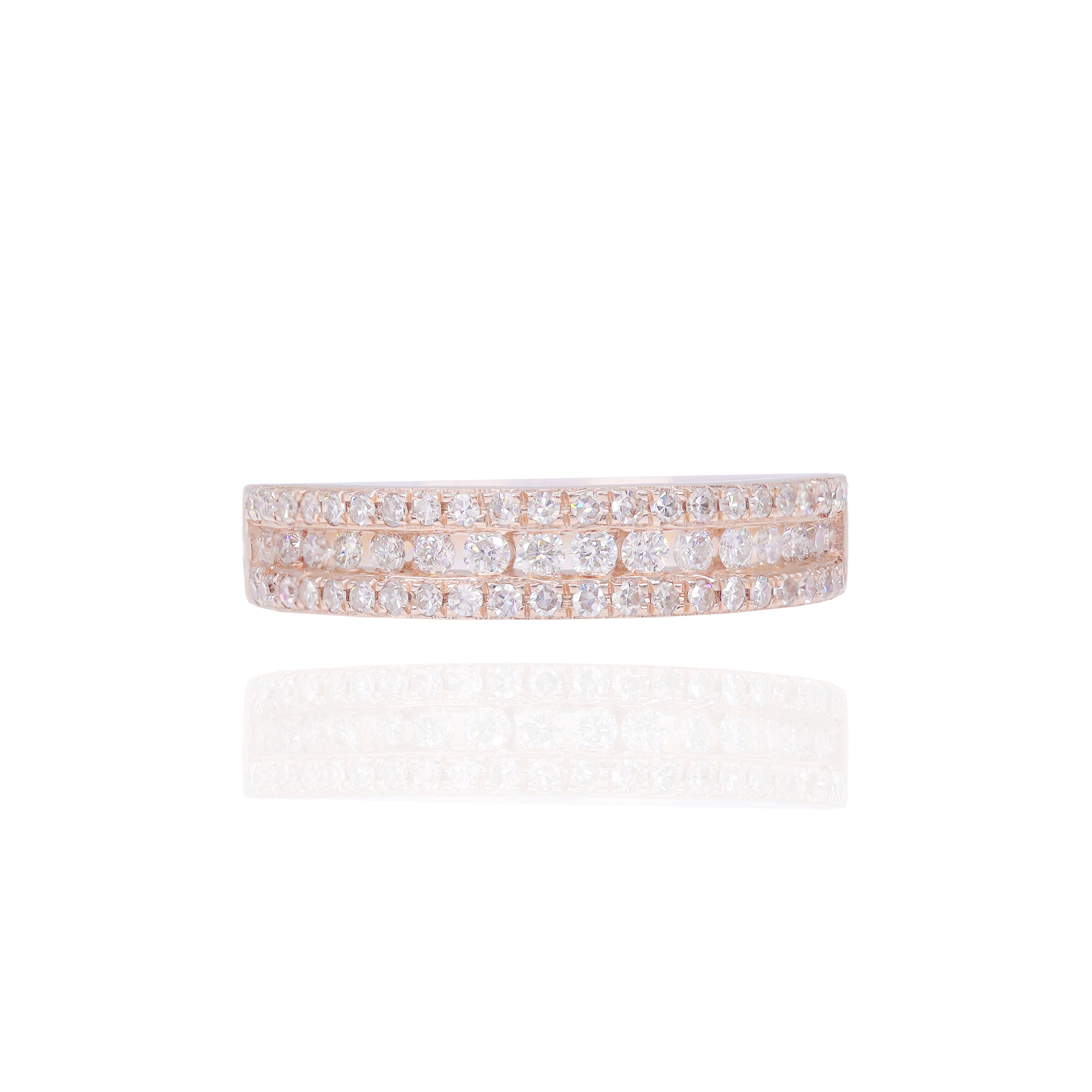 Princess Shape Diamond Engagement Ring with Halo and 3 Row Band