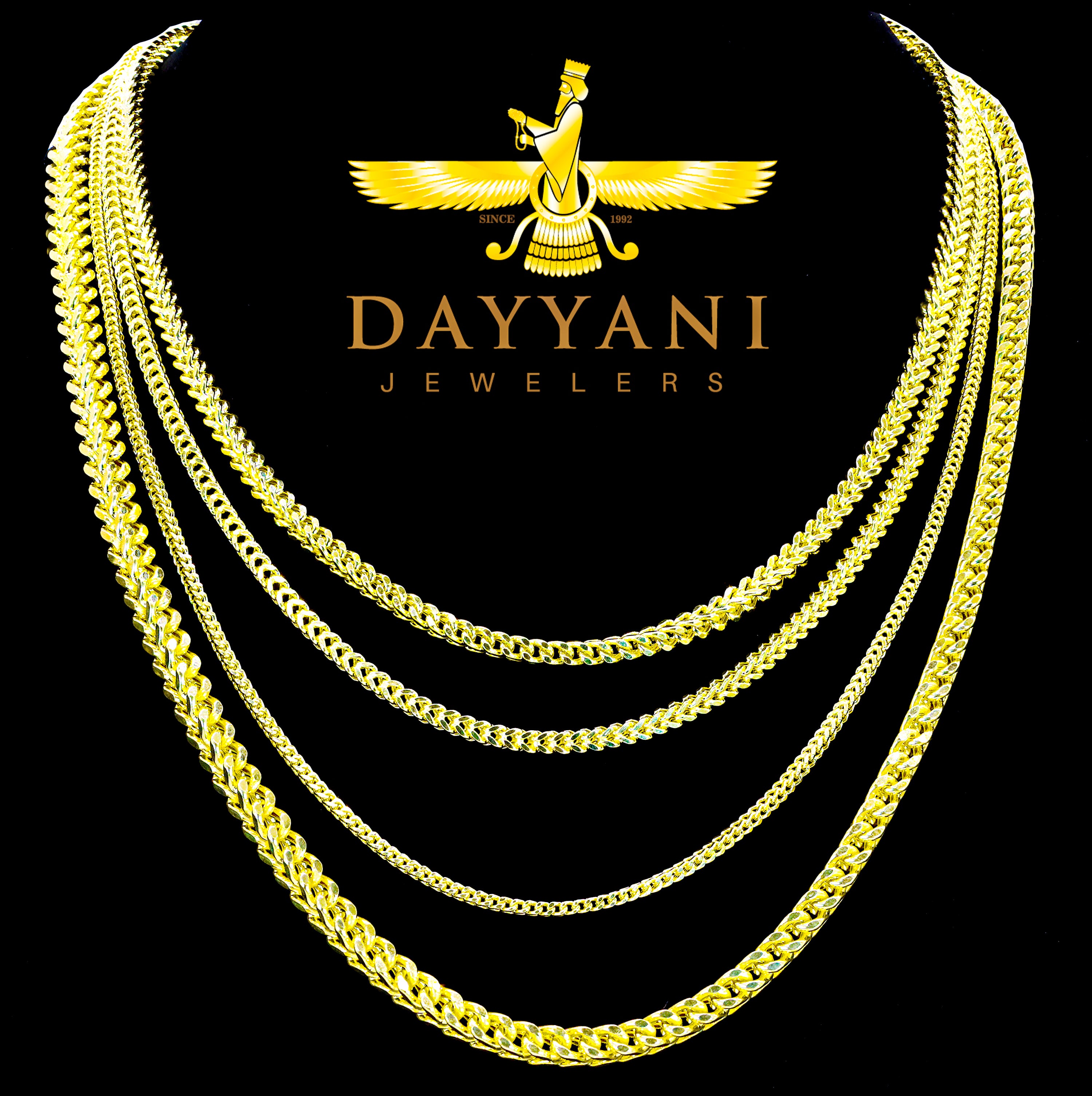 10KT Semi-Solid Square Franco Yellow Gold Chain