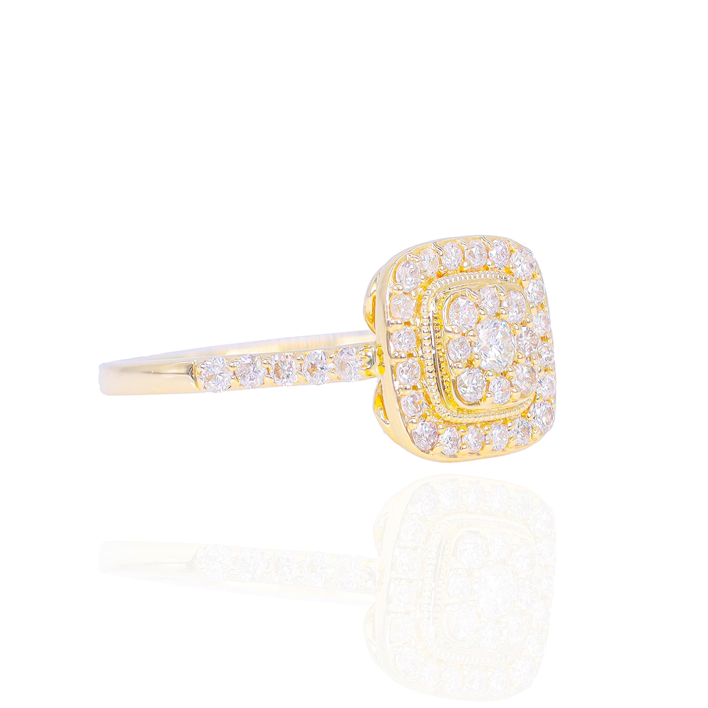 Princess Shaped with Halo Diamond Engagement Ring