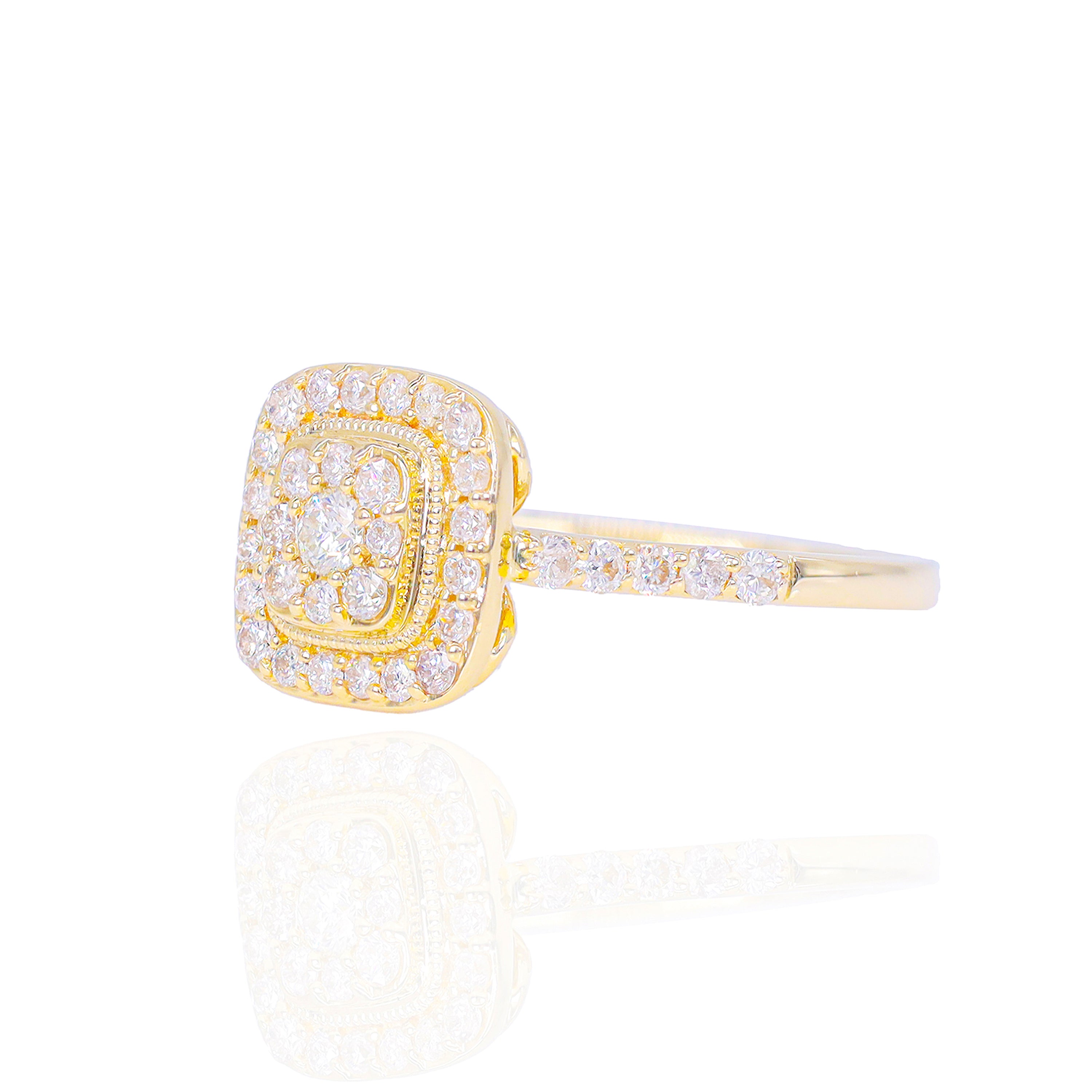 Princess Shaped with Halo Diamond Engagement Ring