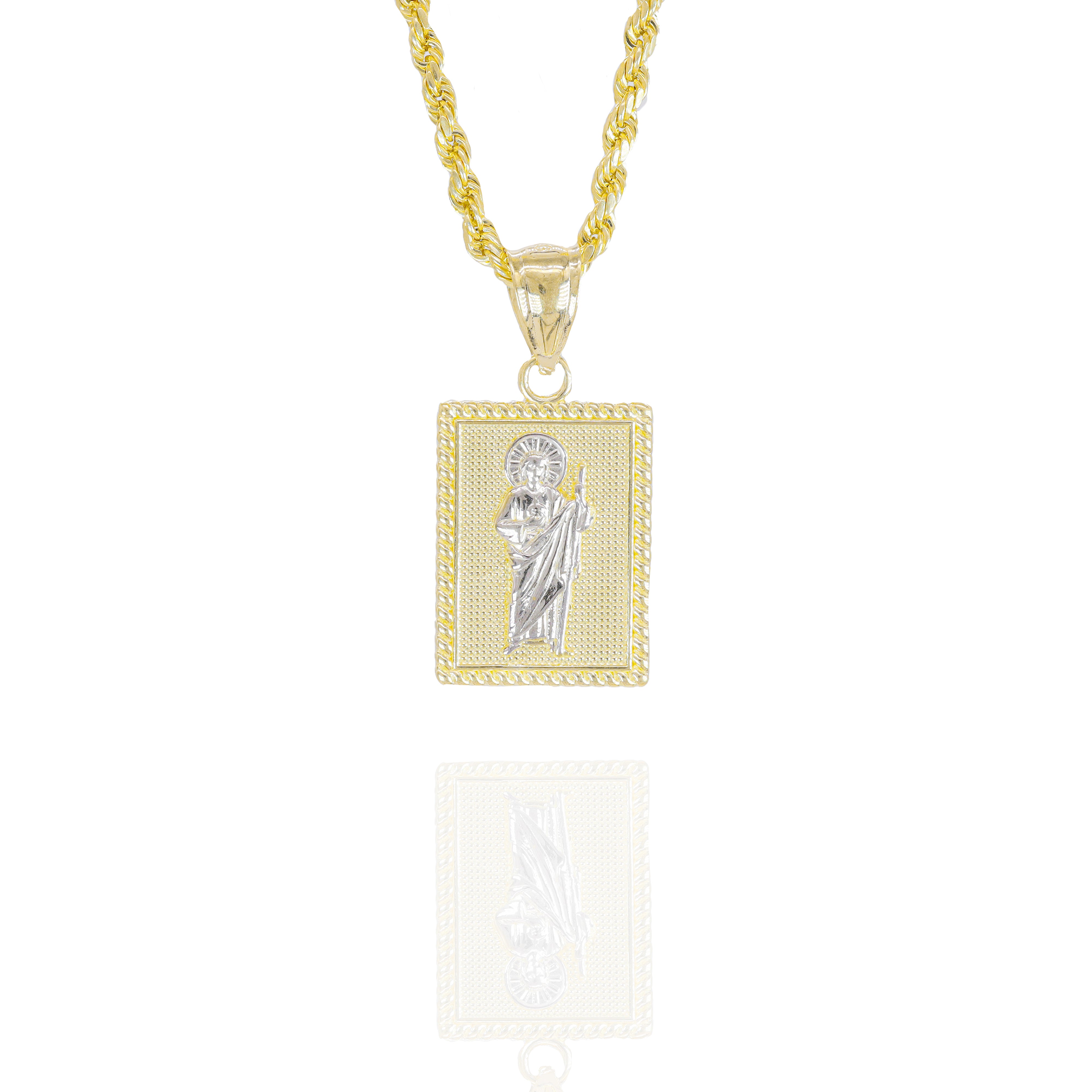 Italian Square Saint Jude Gold Pendant