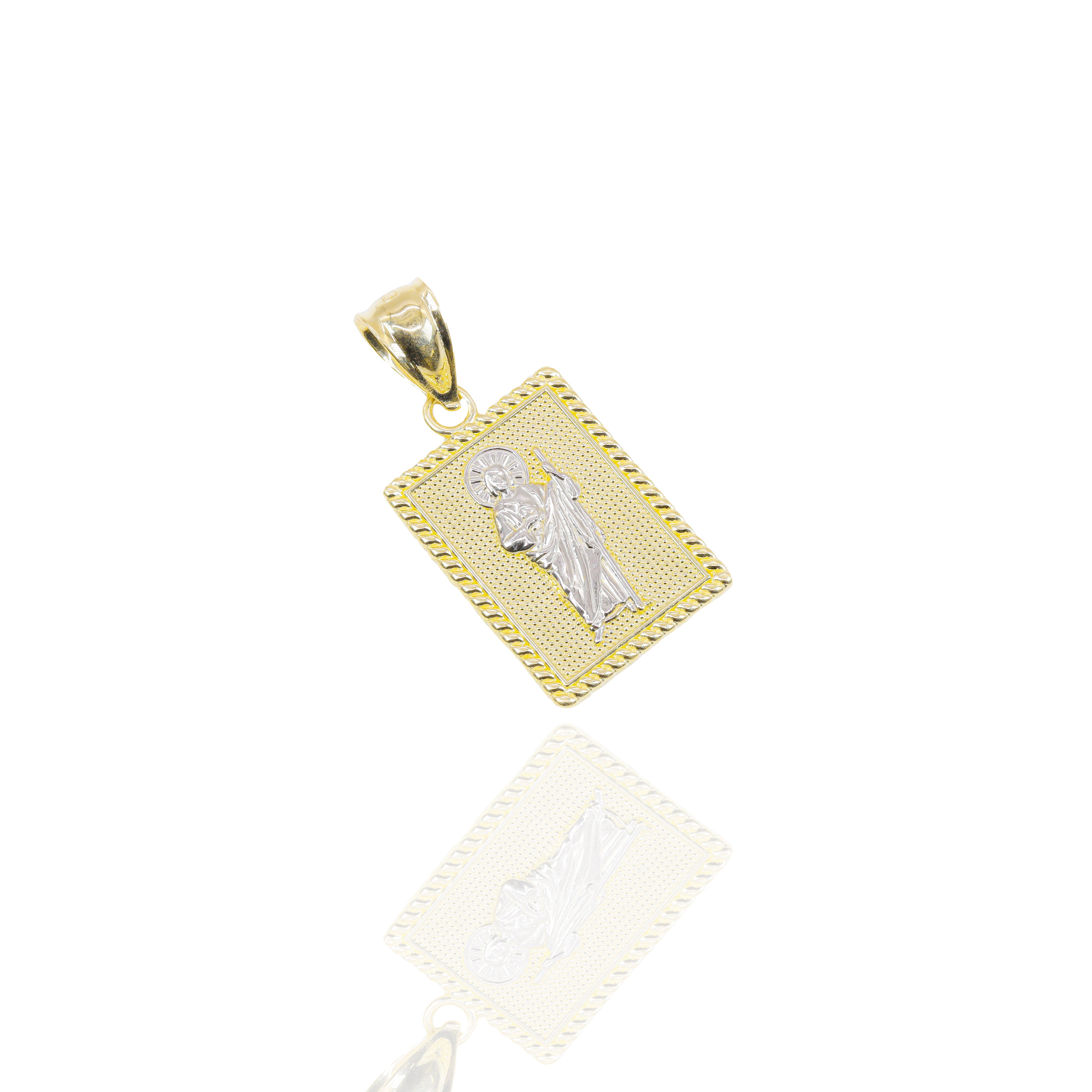 Italian Square Saint Jude Gold Pendant