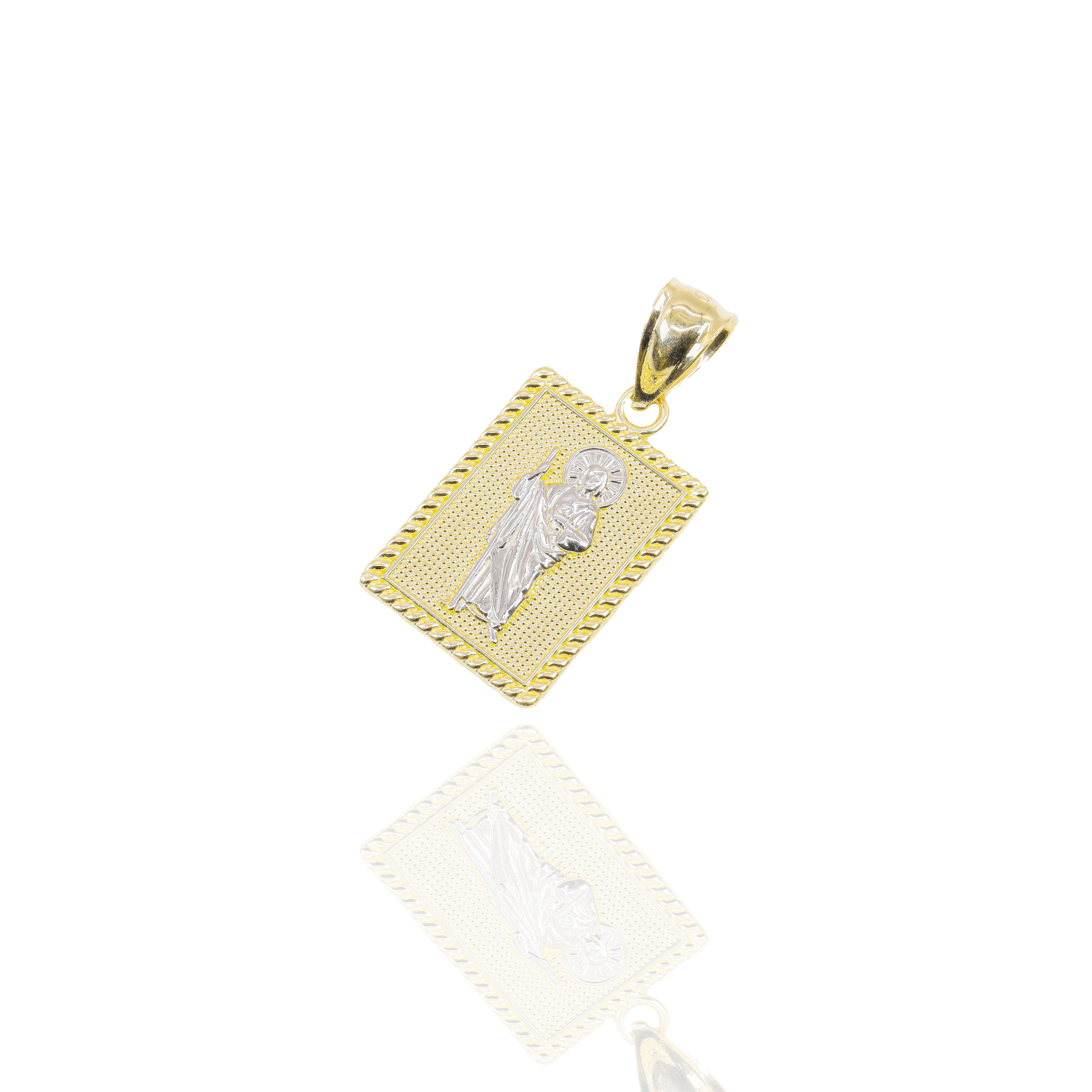 Italian Square Saint Jude Gold Pendant