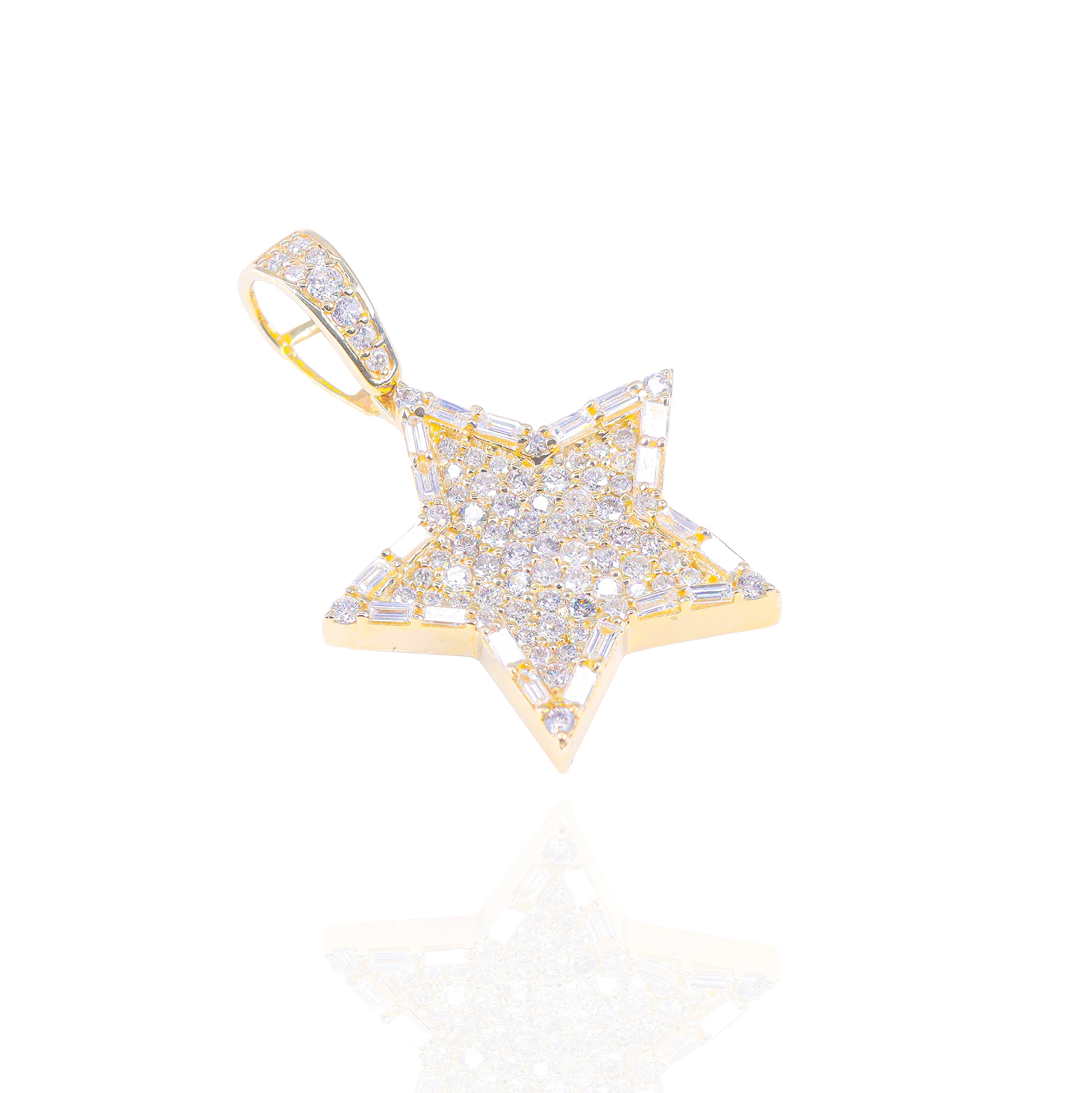 Cluster Set w/ Baguette Border Diamond Star Pendant