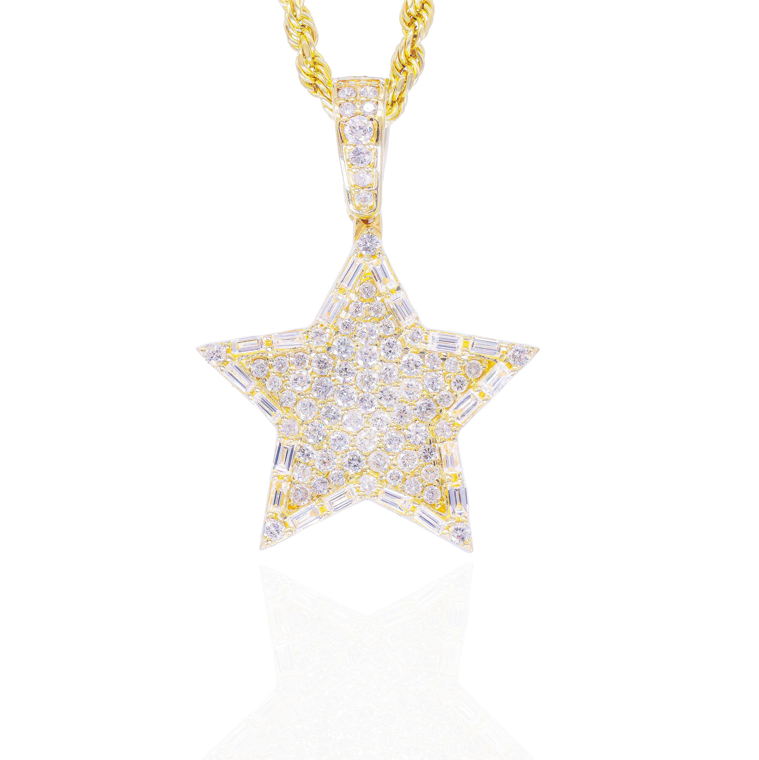 Cluster Set w/ Baguette Border Diamond Star Pendant