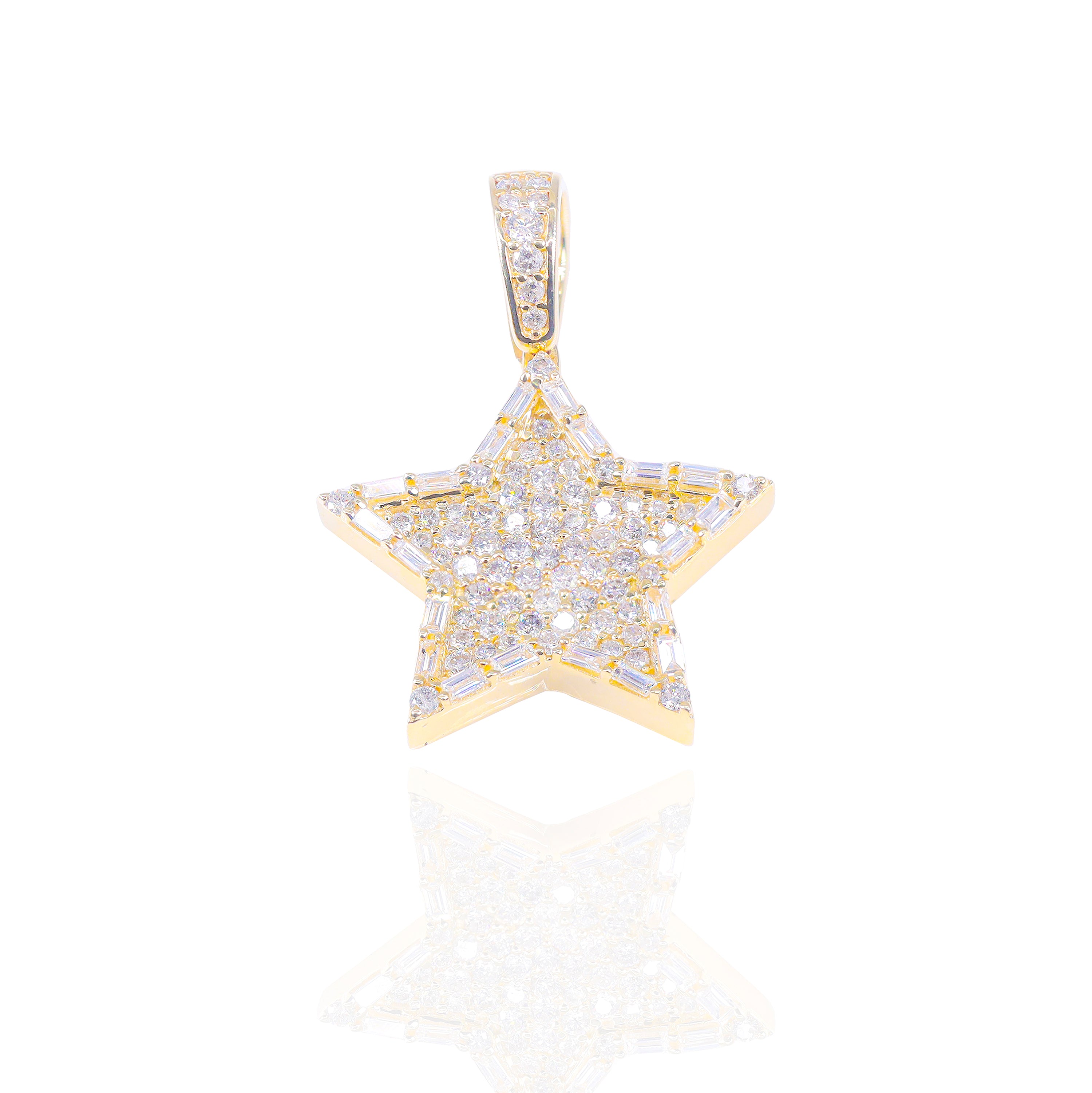 Cluster Set w/ Baguette Border Diamond Star Pendant