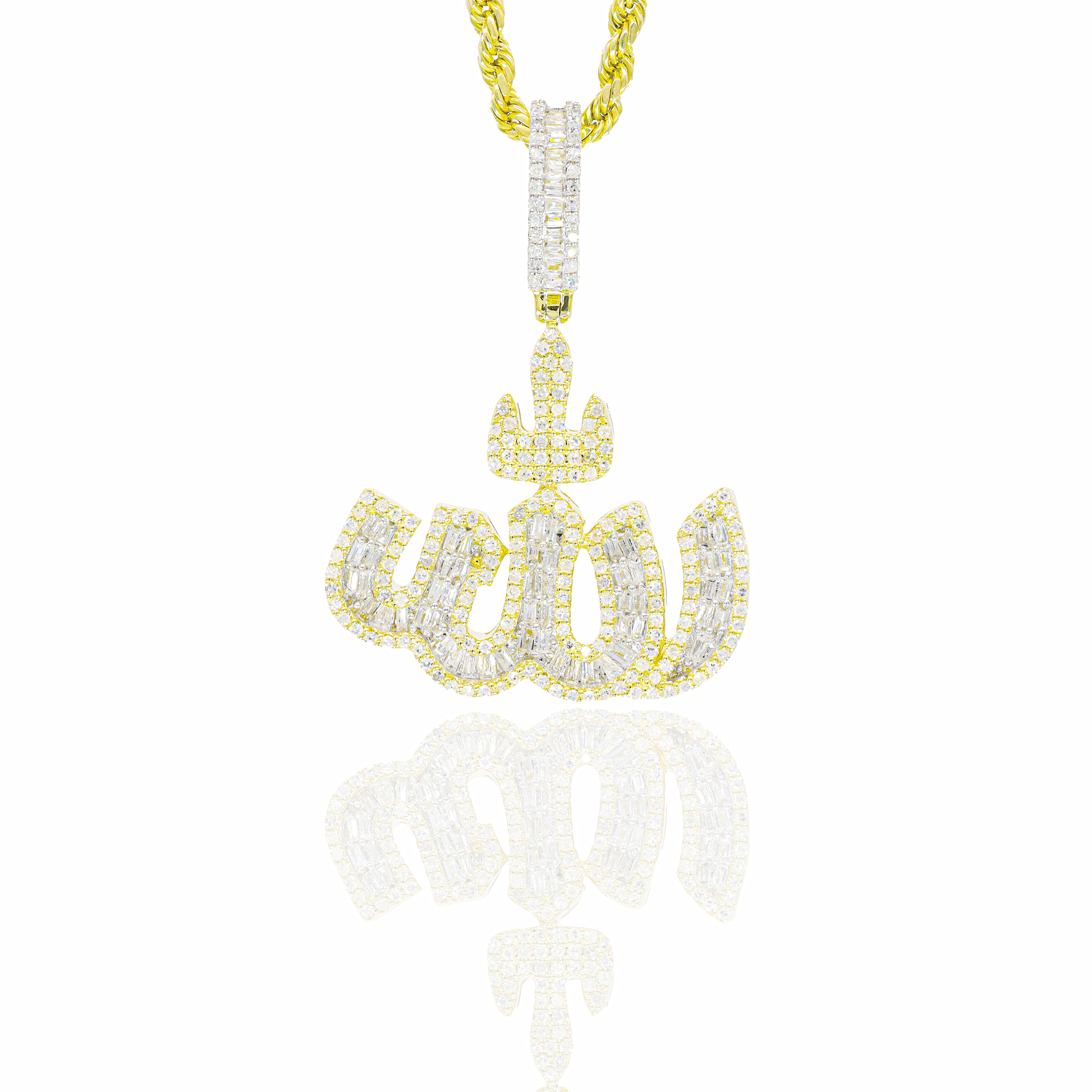 Baguette Allah Diamond Pendant