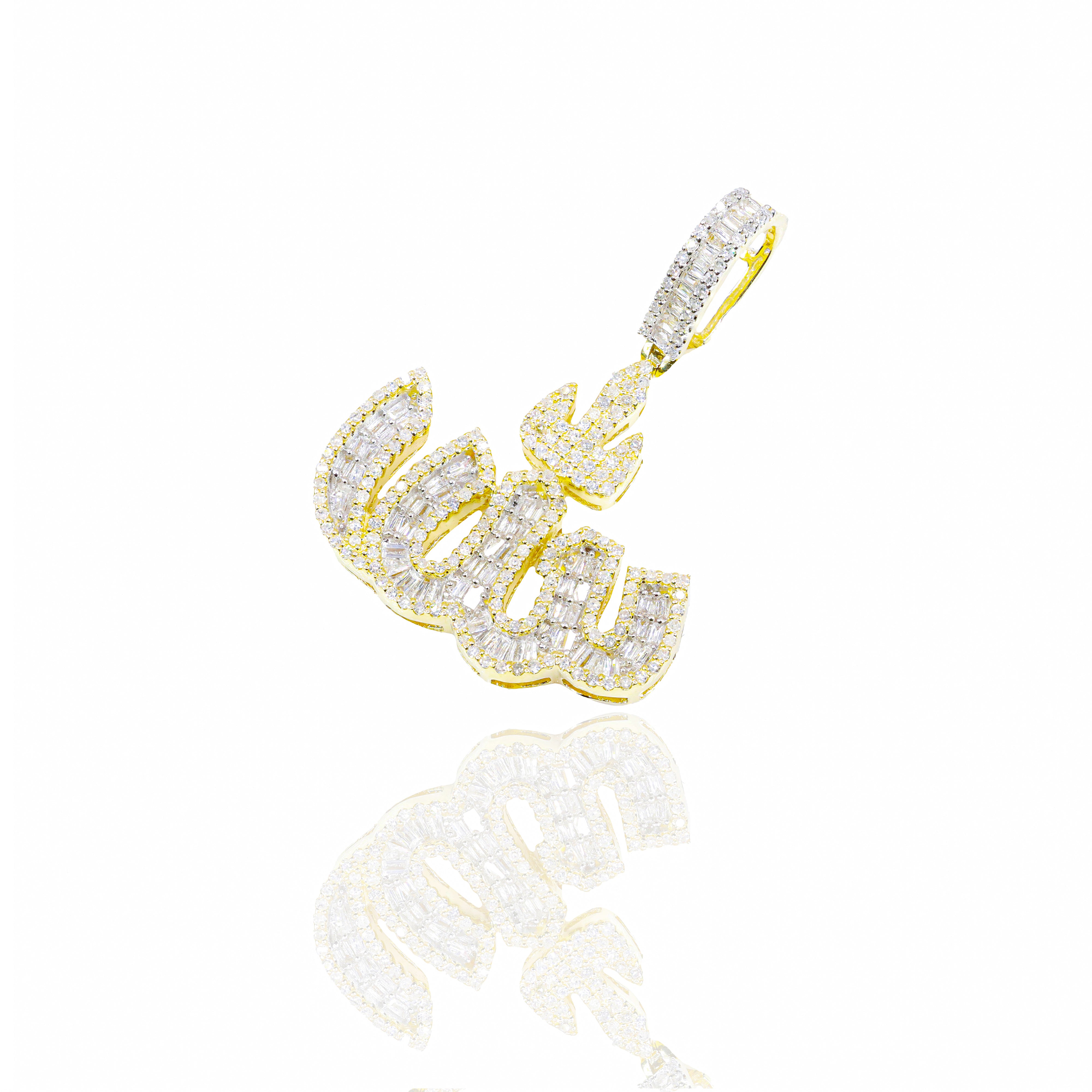 Baguette Allah Diamond Pendant