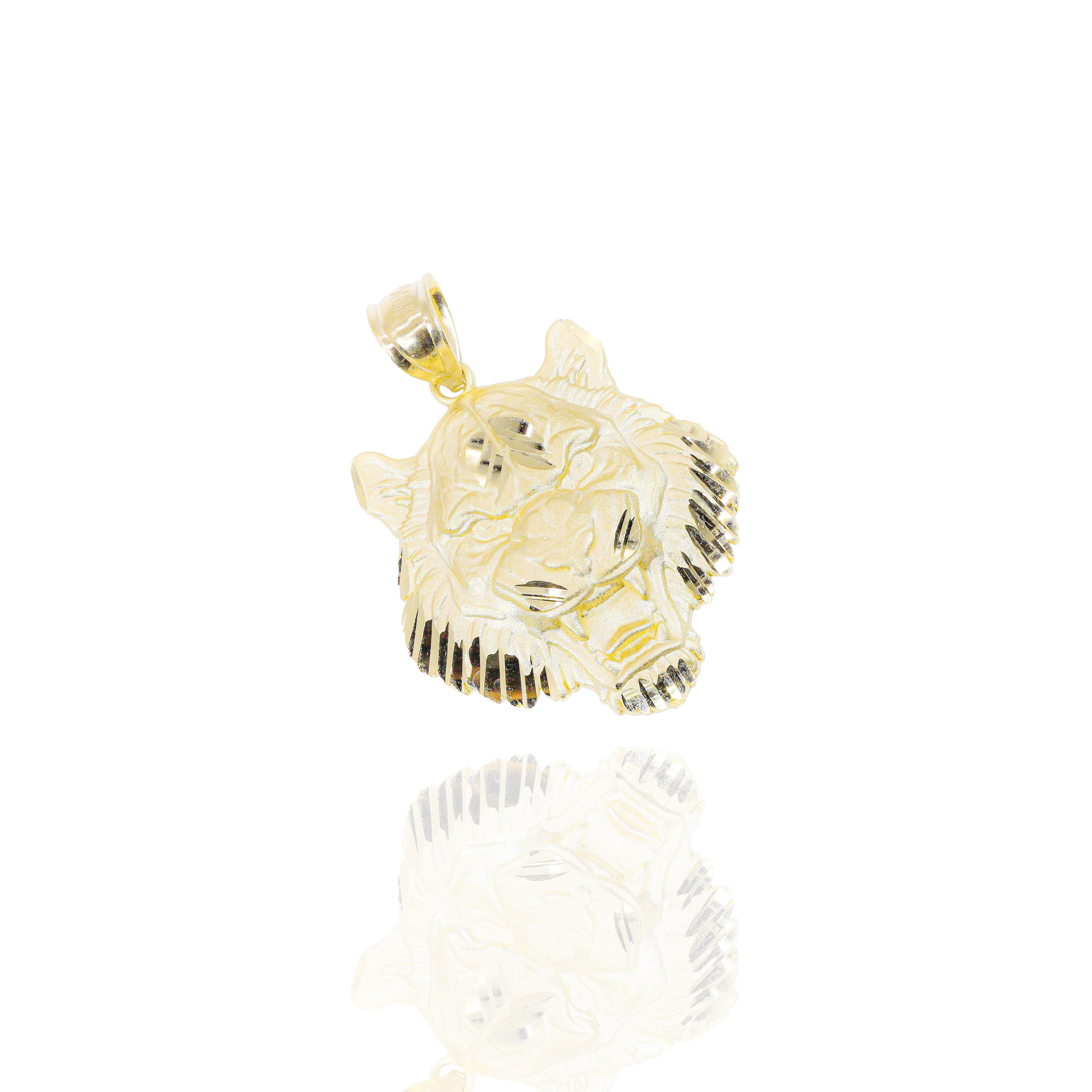 Tiger Face Solid Gold Pendant