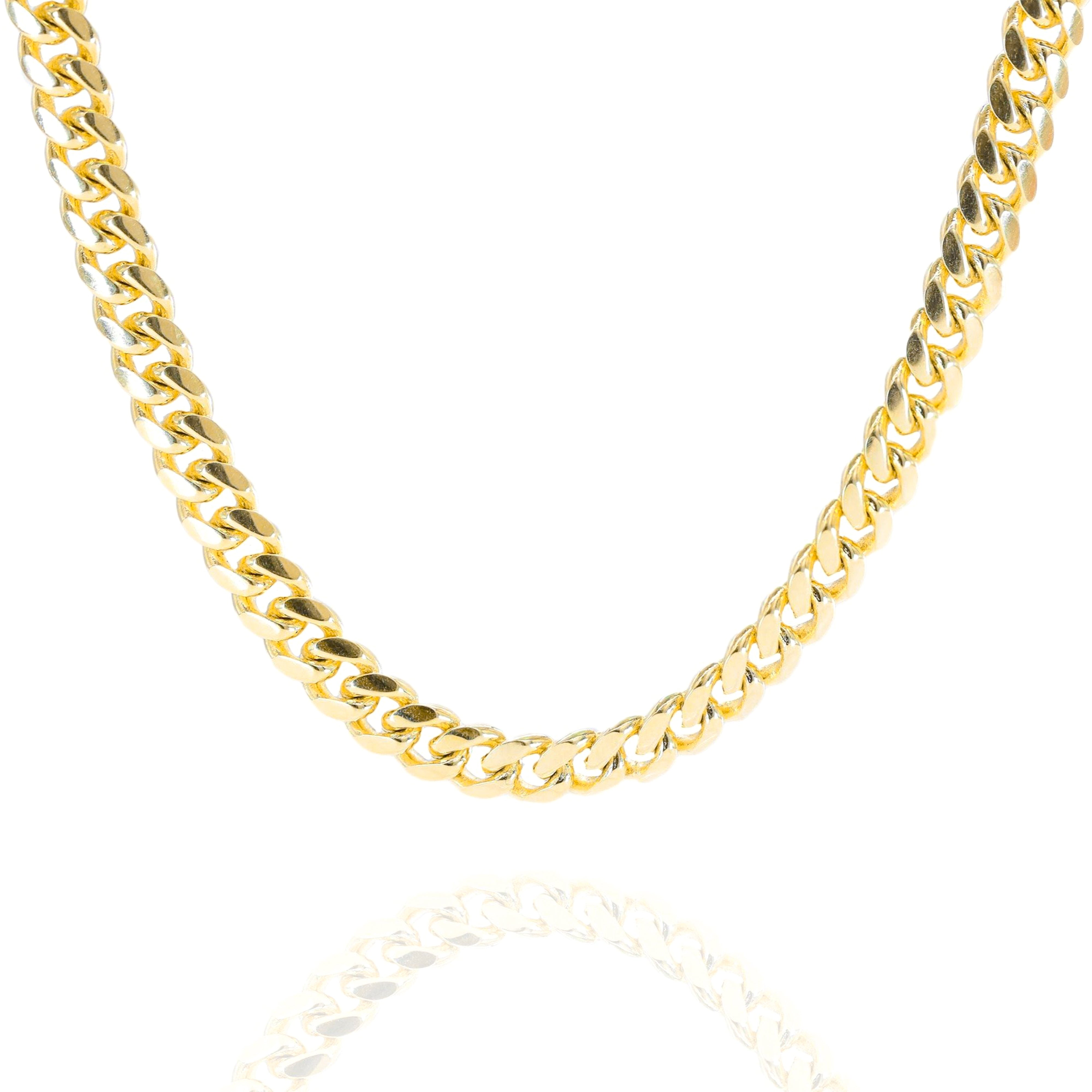 14KT Solid Miami Cuban Link Yellow Gold Chain