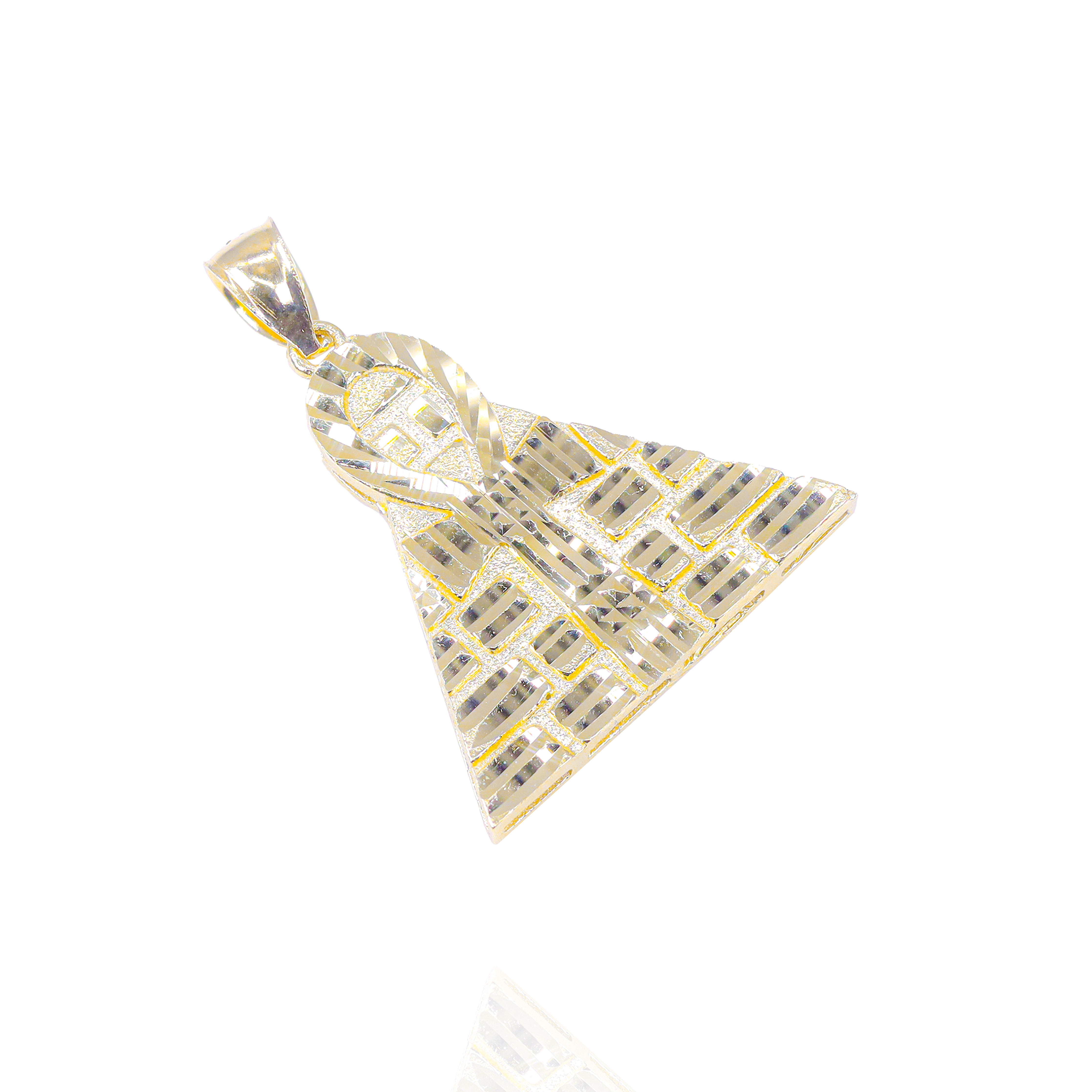 Diamond Cut Ankh Pyramid Gold Pendant