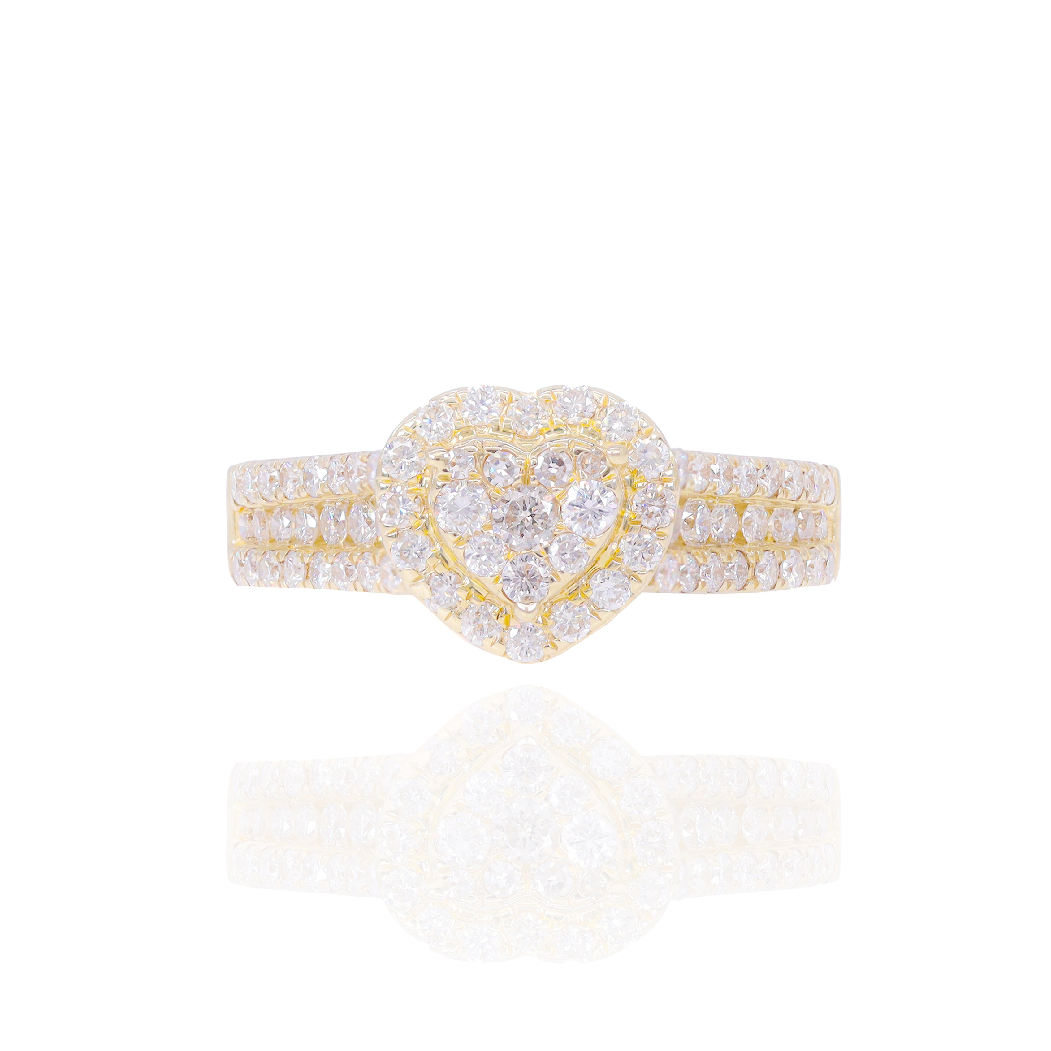 Heart Shaped Halo Diamond Engagement Ring w/ Men's Band (Trio-Set)