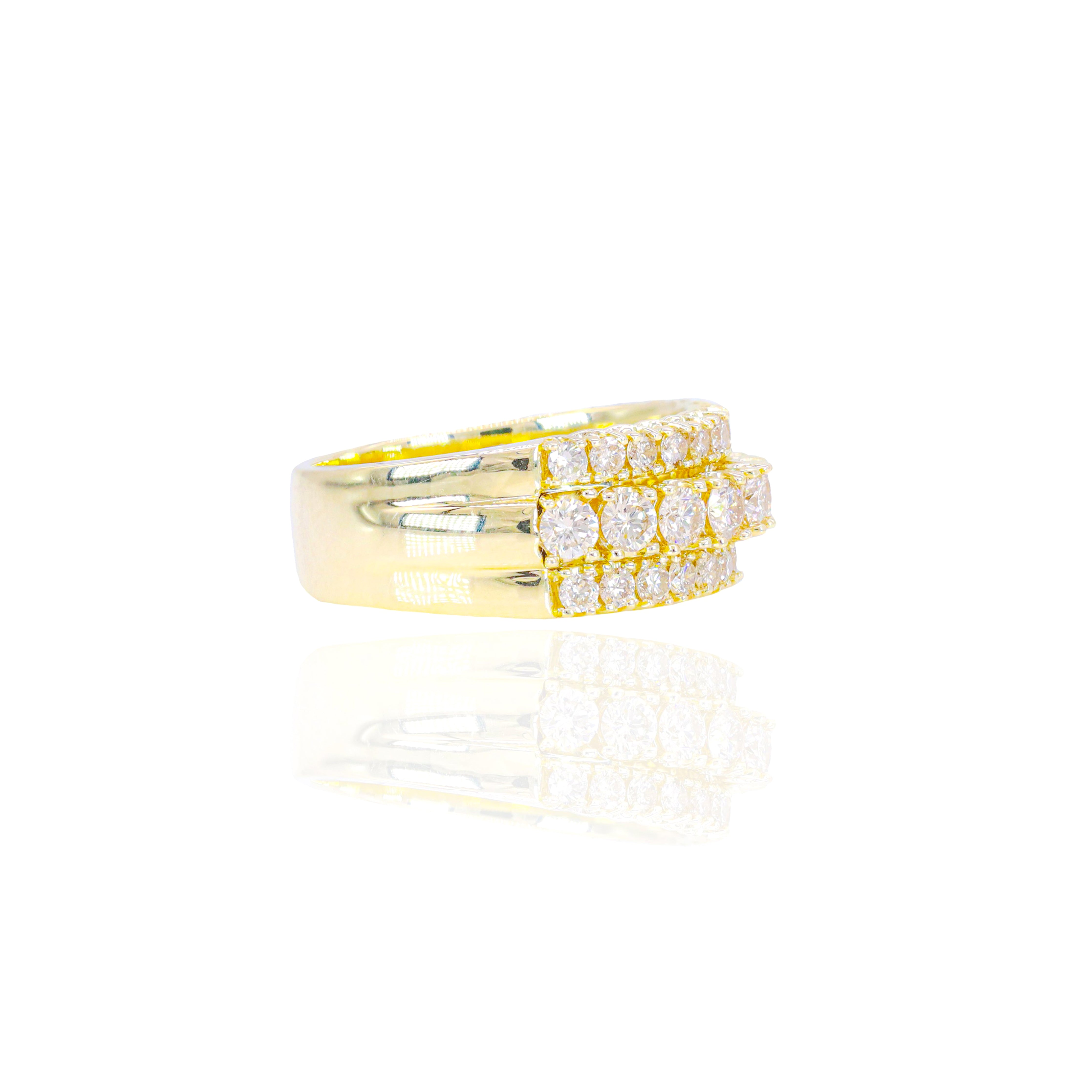 3 Row Big Pointer Round Diamond Ring