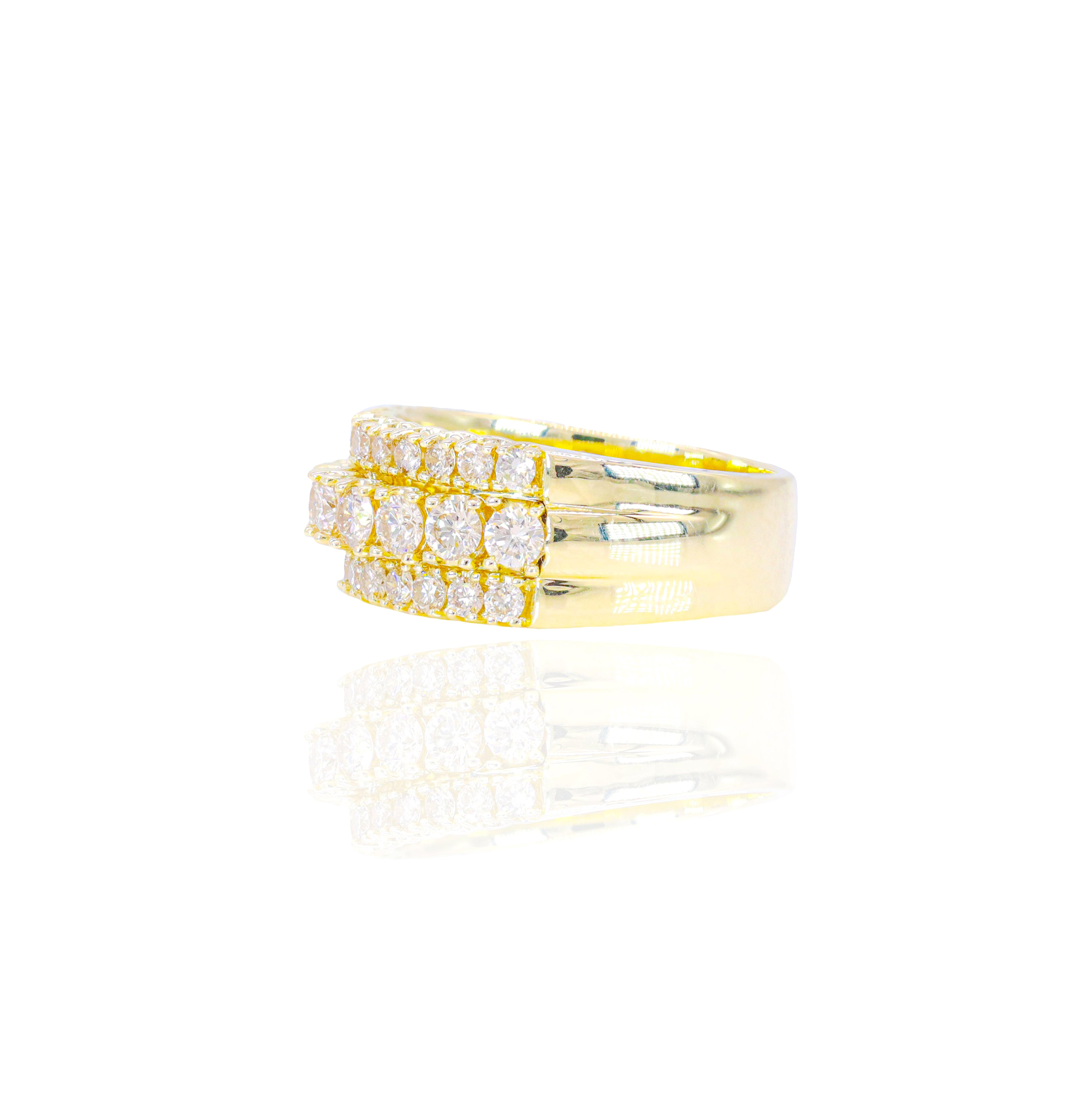 3 Row Big Pointer Round Diamond Ring