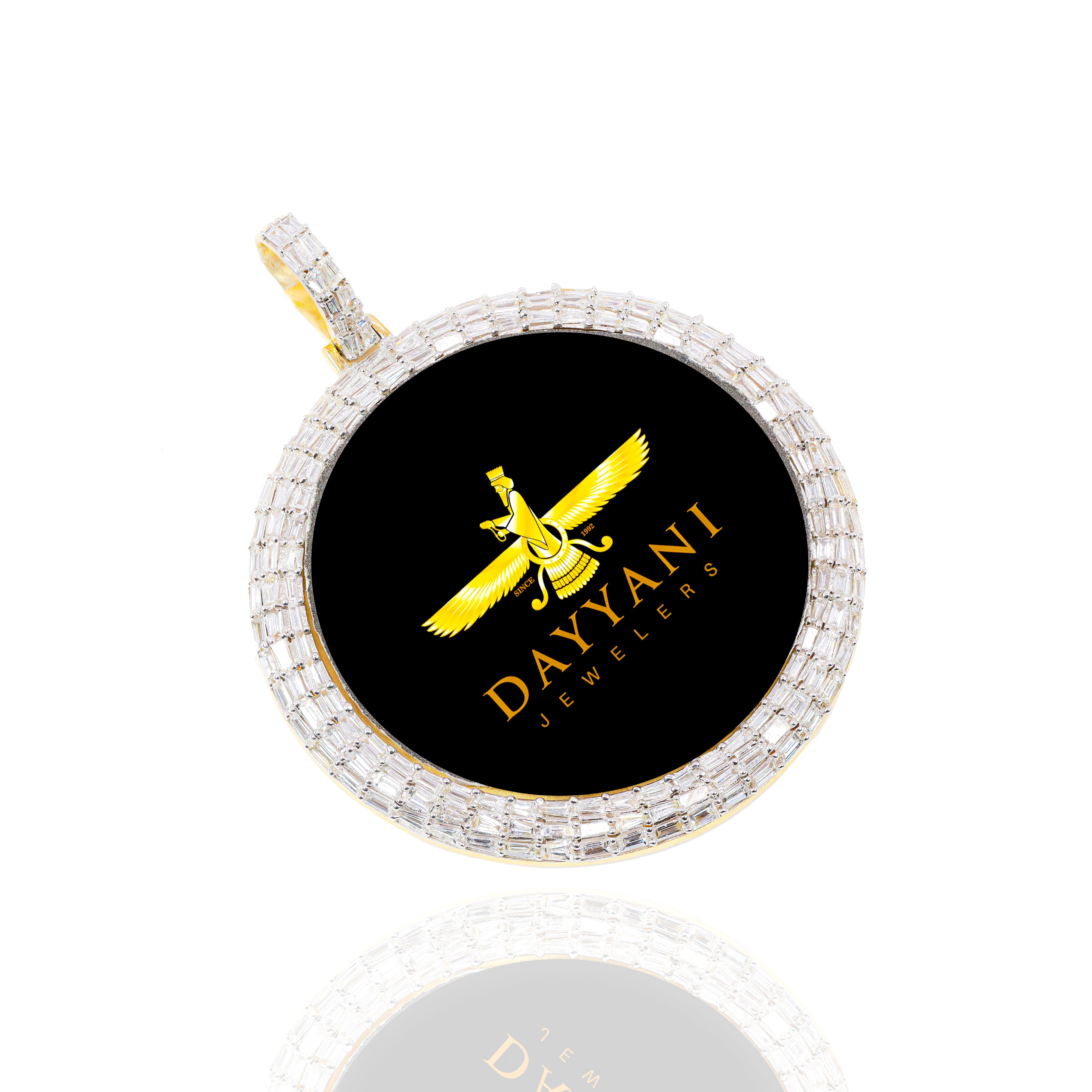 3 Row Baguette Diamond Memory/Picture Pendant